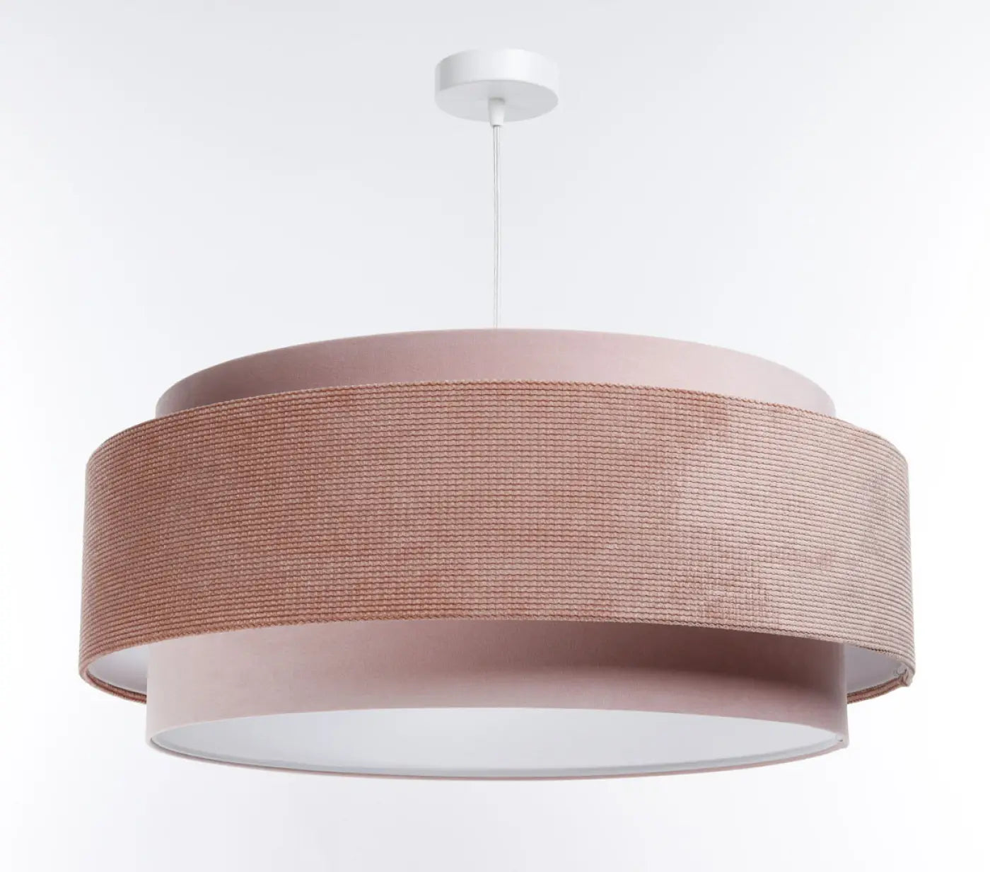 Suspension Luminaire Chic en Tissu - Doblo Classic (Rose Pâle/Blanc)