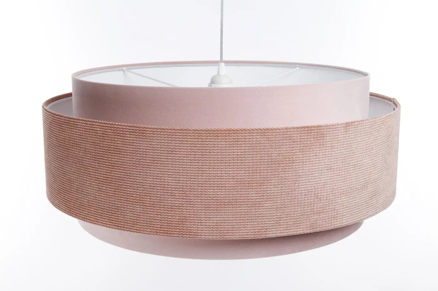 Suspension Luminaire Chic en Tissu - Doblo Classic (Rose Pâle/Blanc)
