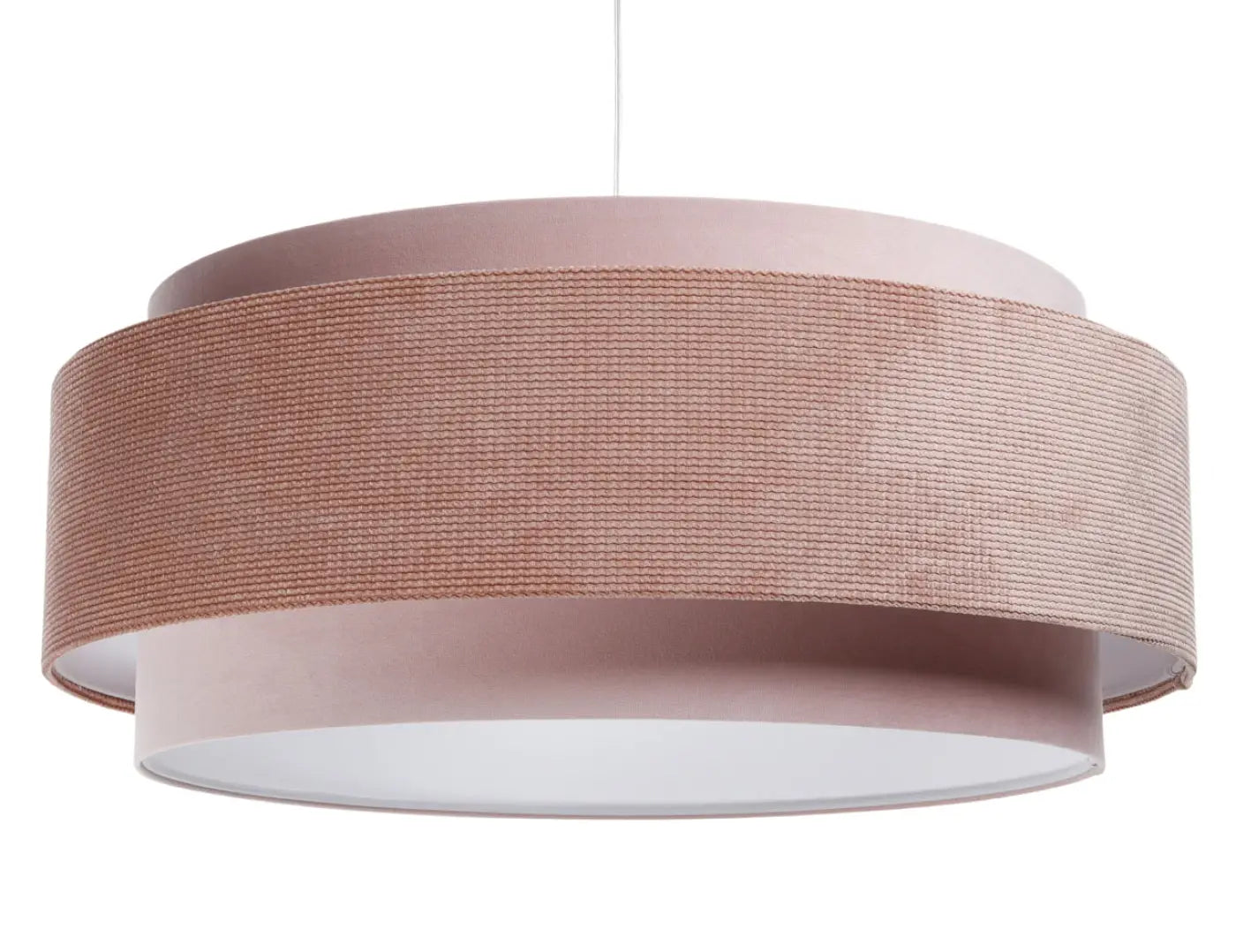 Suspension Luminaire Chic en Tissu - Doblo Classic (Rose Pâle/Blanc)