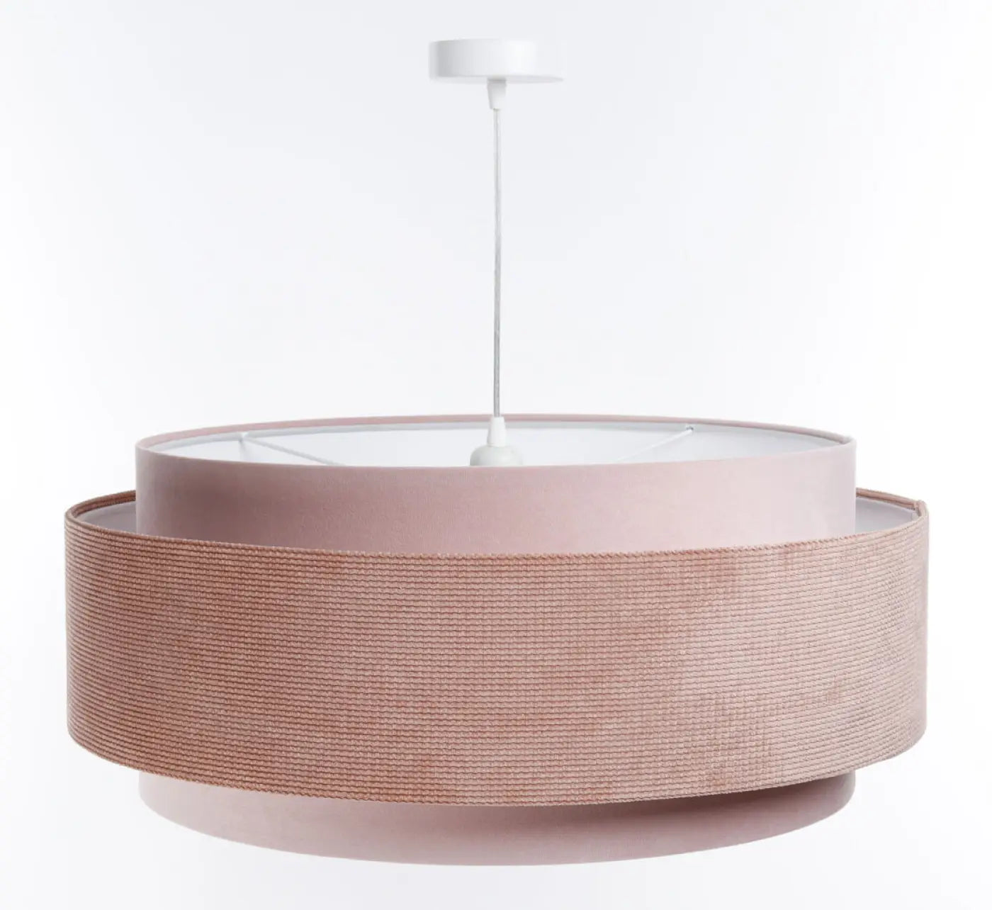 Suspension Luminaire Chic en Tissu - Doblo Classic (Rose Pâle/Blanc)
