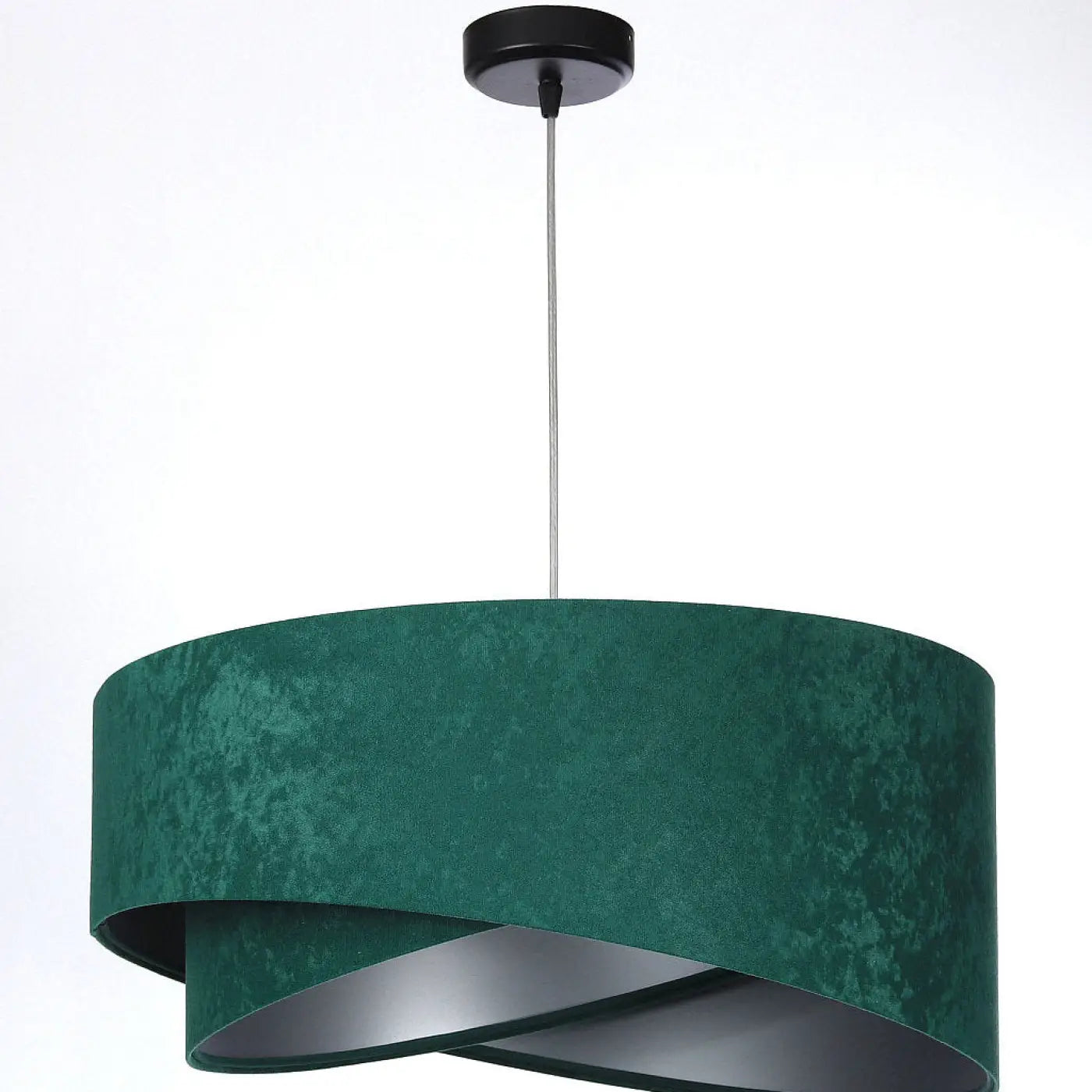 Suspension Luminaire Chic en Tissu - Galaxy Velour 50 Cm (Vert/Argent)