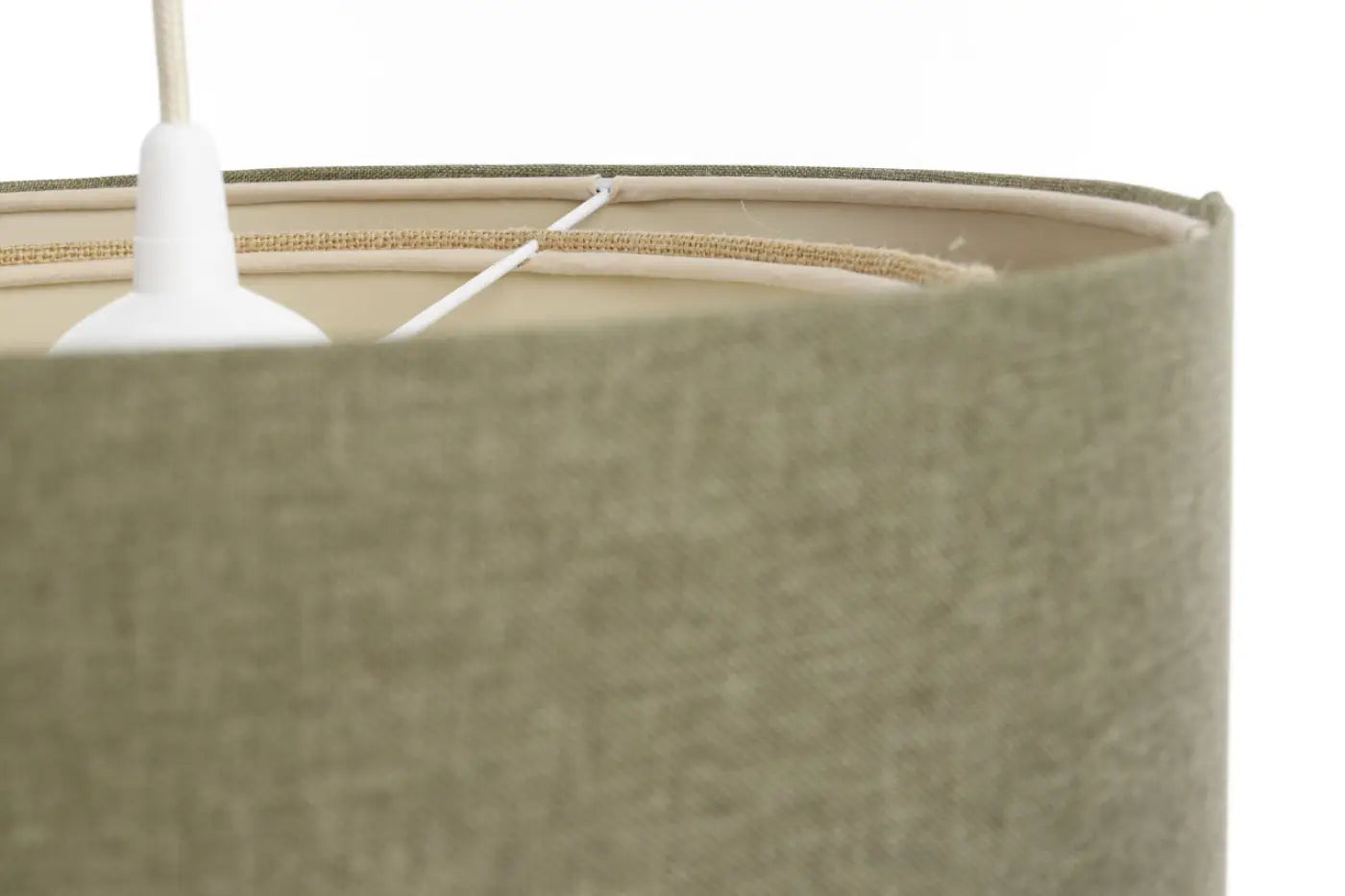 Suspension Luminaire en Tissu - Duo Rattan (Vert Gris/Beige/Ecru)