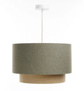 Suspension Luminaire en Tissu - Duo Rattan (Vert Gris/Beige/Ecru)
