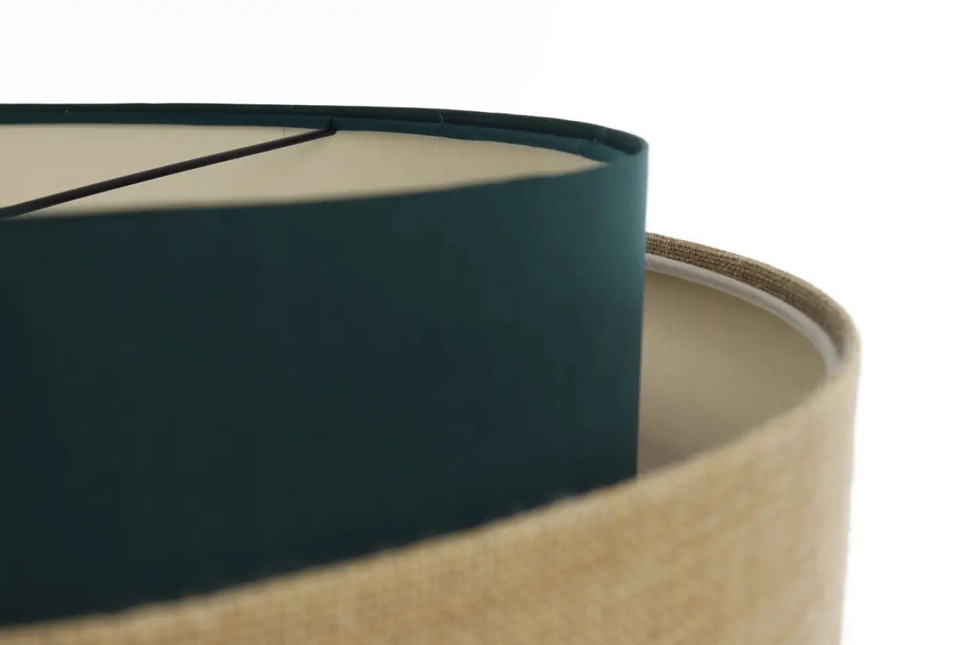Suspension Luminaire Chic en Tissu - Doblo Classic (Vert /Beige/Ecru)