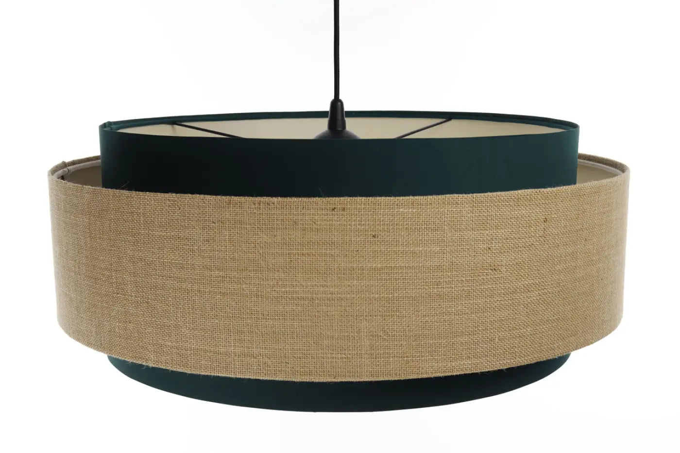 Suspension Luminaire Chic en Tissu - Doblo Classic (Vert /Beige/Ecru)