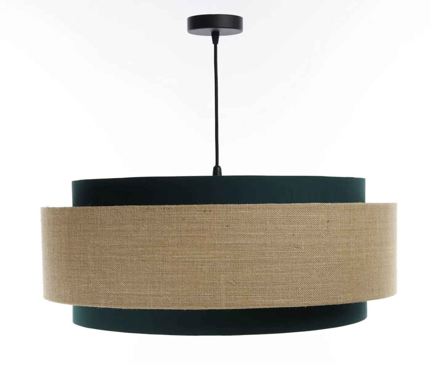Suspension Luminaire Chic en Tissu - Doblo Classic (Vert /Beige/Ecru)