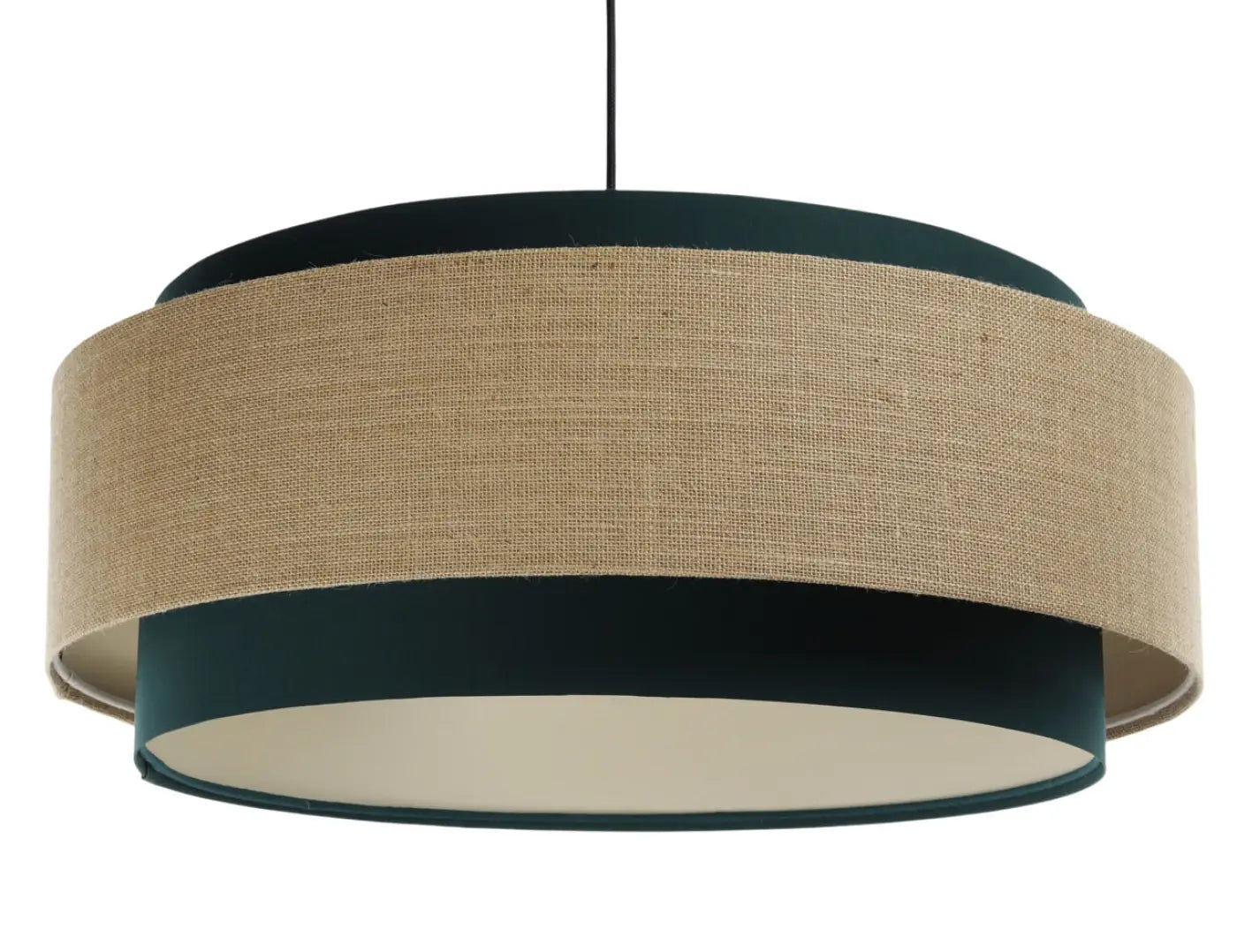 Suspension Luminaire Chic en Tissu - Doblo Classic (Vert /Beige/Ecru)