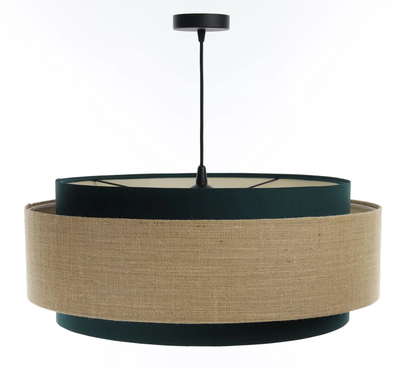 Suspension Luminaire Chic en Tissu - Doblo Classic (Vert /Beige/Ecru)