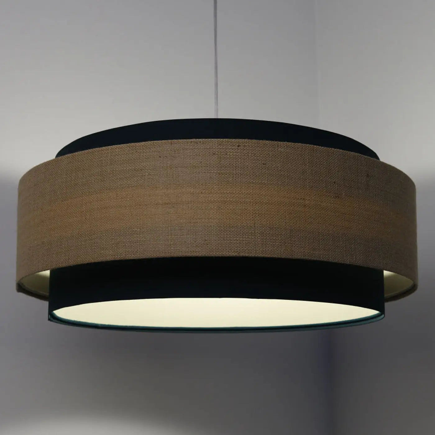 Suspension Luminaire Chic en Tissu - Doblo Classic (Vert /Beige/Ecru)