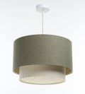 Suspension Luminaire en Tissu - Duo Rattan (Vert Gris/Crème/Ecru)
