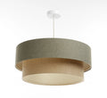 Suspension Luminaire Moderne en Tissu - Duo Boho Elegant (Vert Gris/Beige/Ecru)