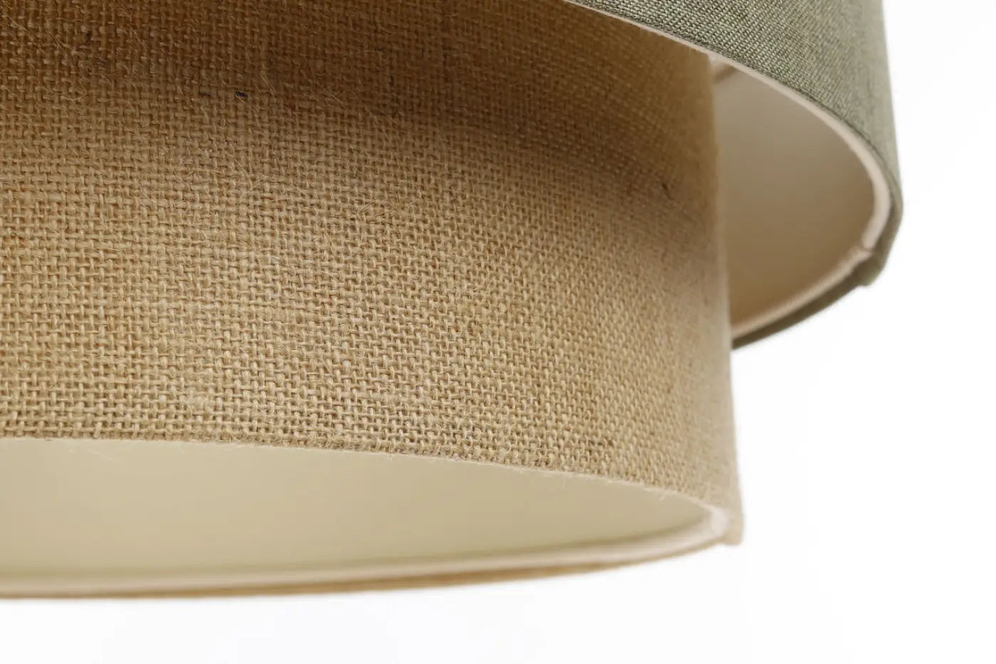 Suspension Luminaire Moderne en Tissu - Duo Boho Elegant (Vert Gris/Beige/Ecru)