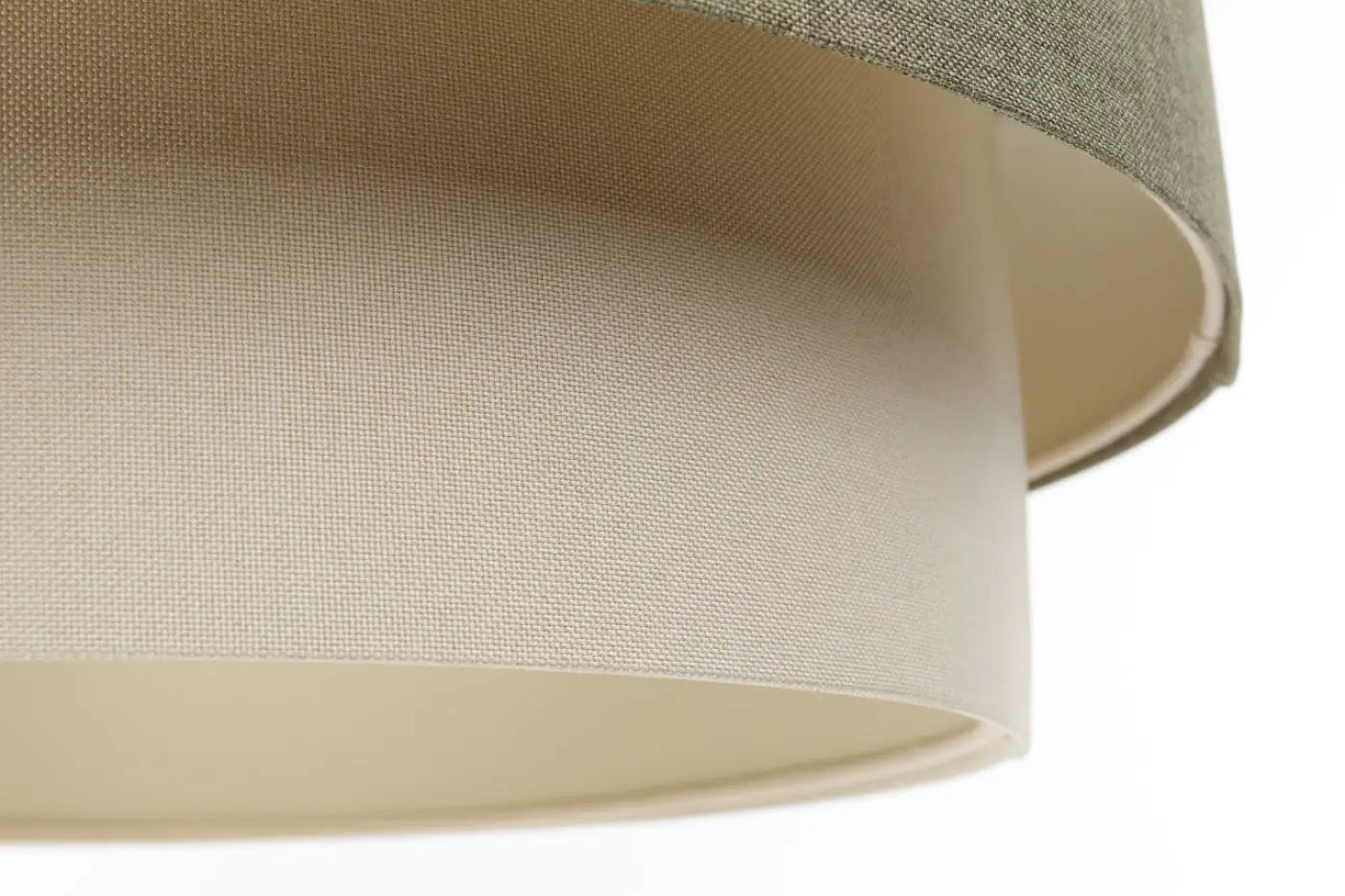 Suspension Luminaire Moderne en Tissu - Duo Boho Elegant (Vert Gris/Crème/Ecru)