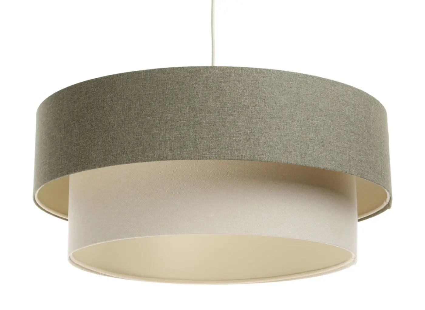 Suspension Luminaire Moderne en Tissu - Duo Boho Elegant (Vert Gris/Crème/Ecru)