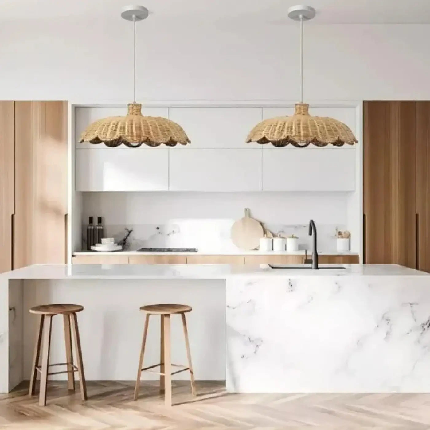 Suspension Luminaire Boheme en Rotin - Tiron