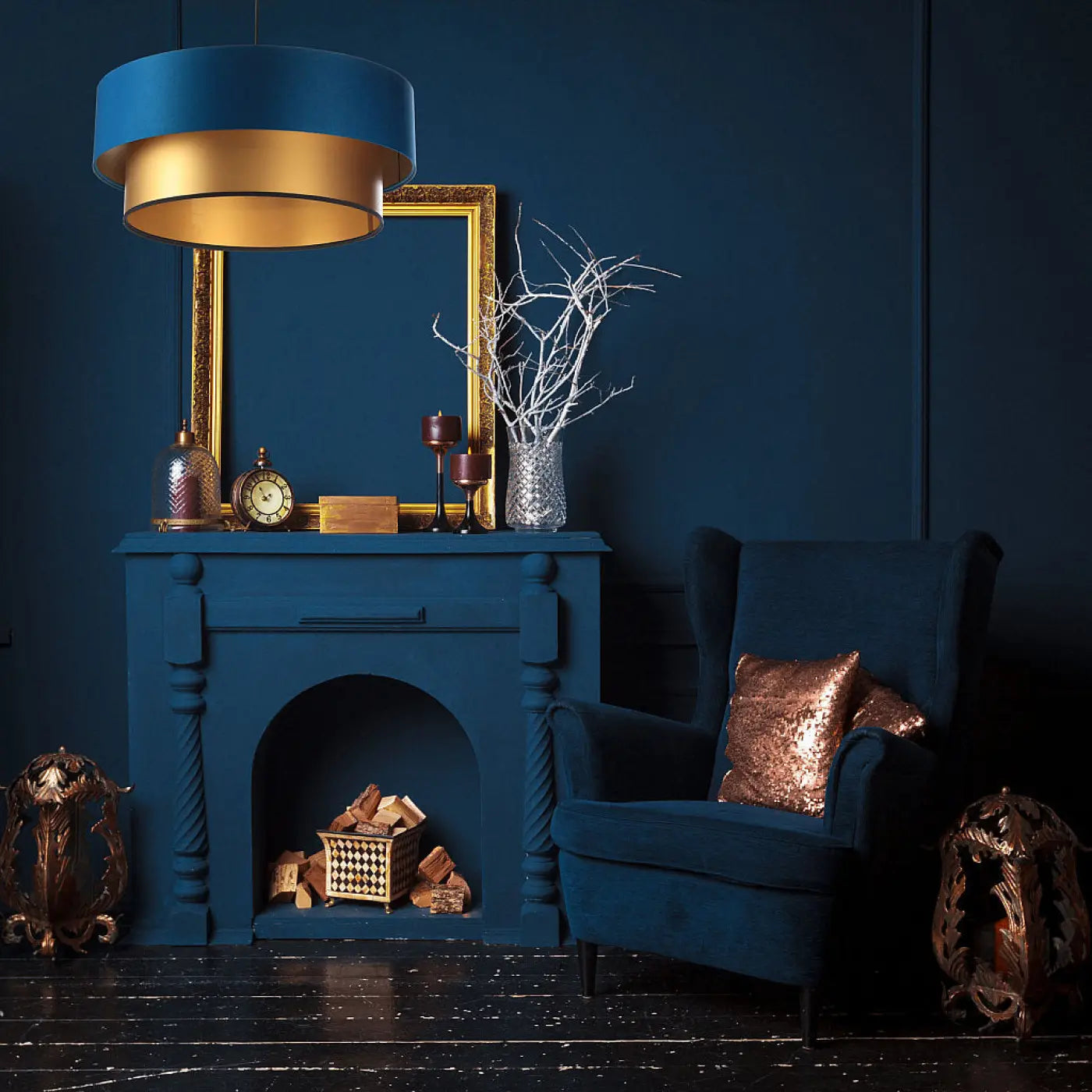 Suspension Luminaire - Duo (Turquoise/Doré)