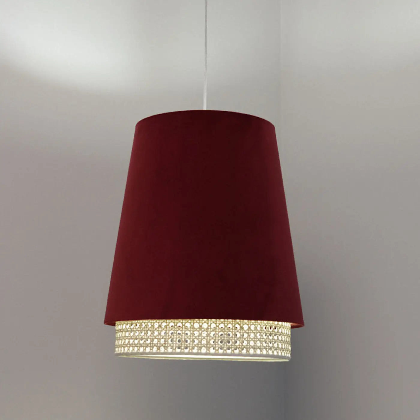 Suspension Luminaire Moderne en Rotin - Sensei Rattan (Rouge)