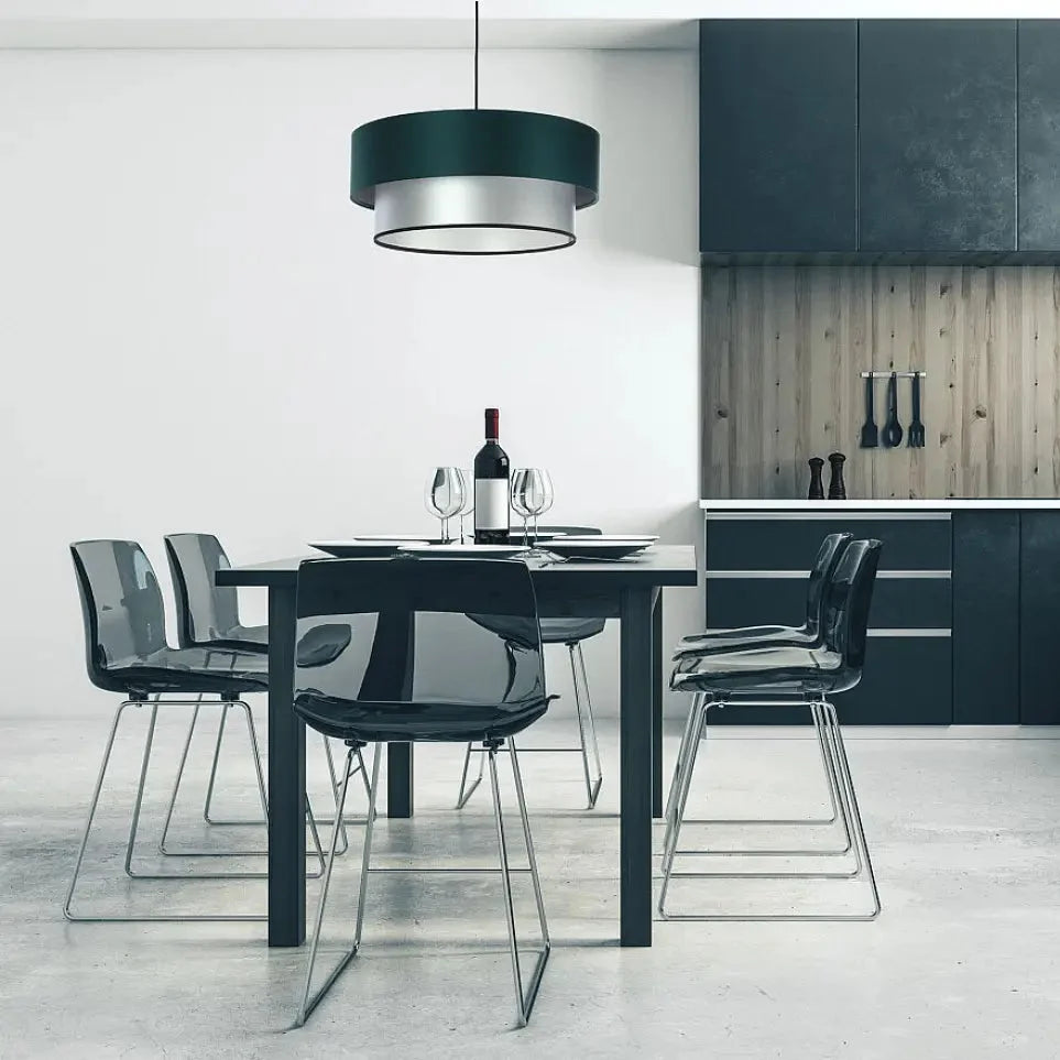 Suspension Luminaire Design - Duo (Vert Foncé/Argent)