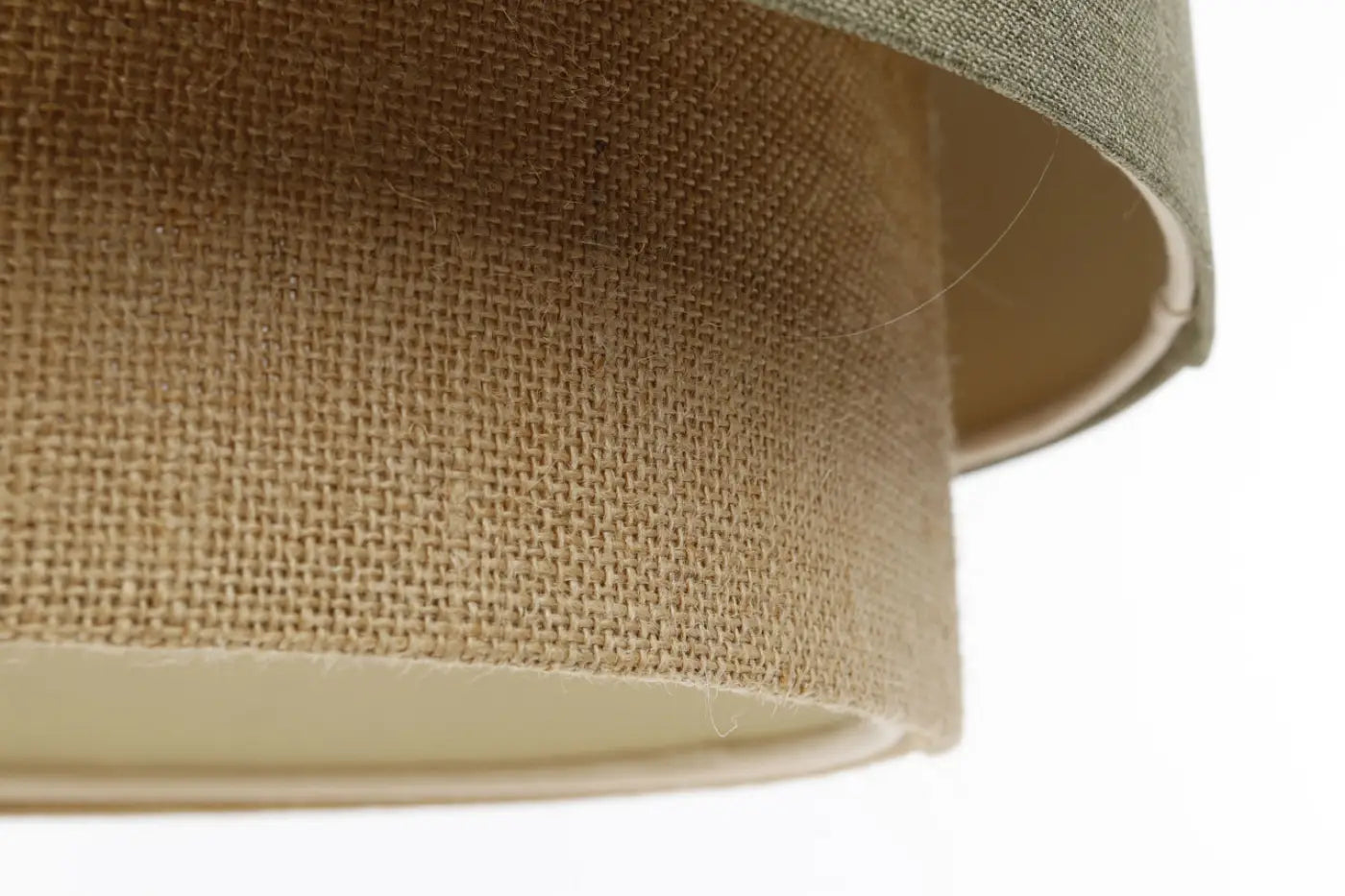 Suspension Luminaire en Tissu - Duo Boho Elegant (Vert Gris/Beige/Ecru)