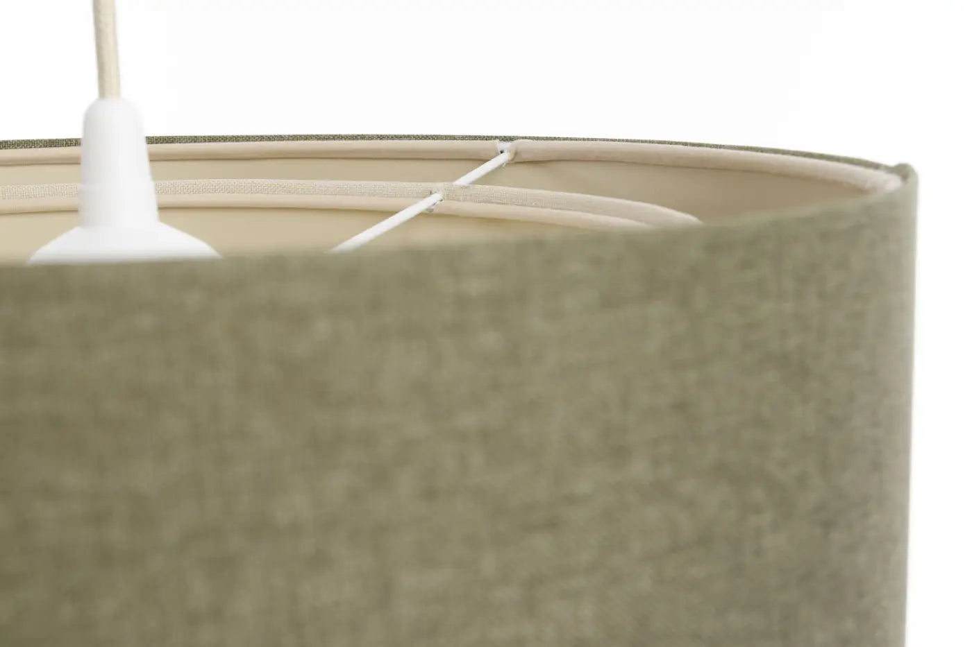 Suspension Luminaire en Tissu - Duo Boho Elegant (Vert Gris/Crème/Ecru)