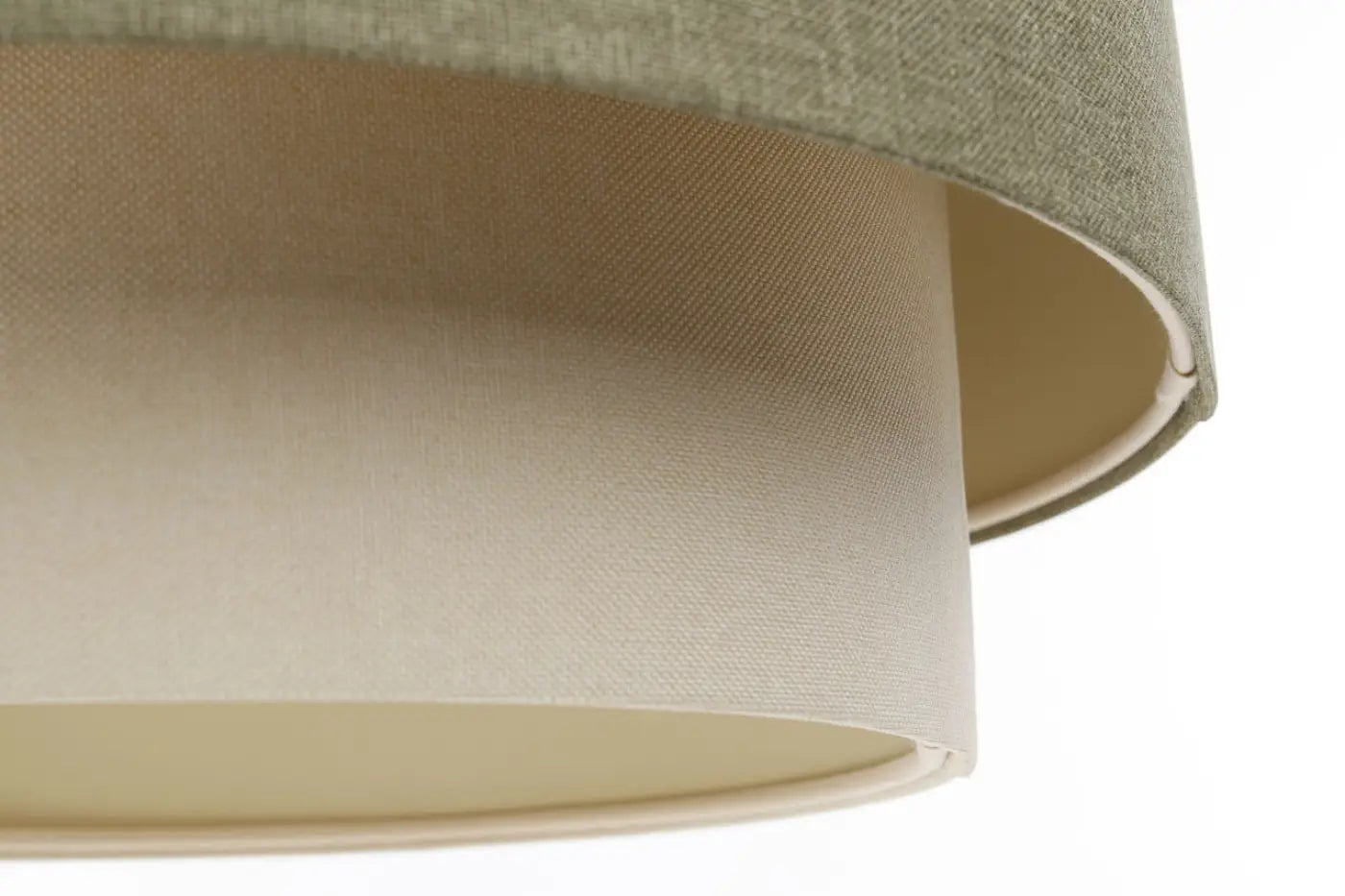 Suspension Luminaire en Tissu - Duo Boho Elegant (Vert Gris/Crème/Ecru)