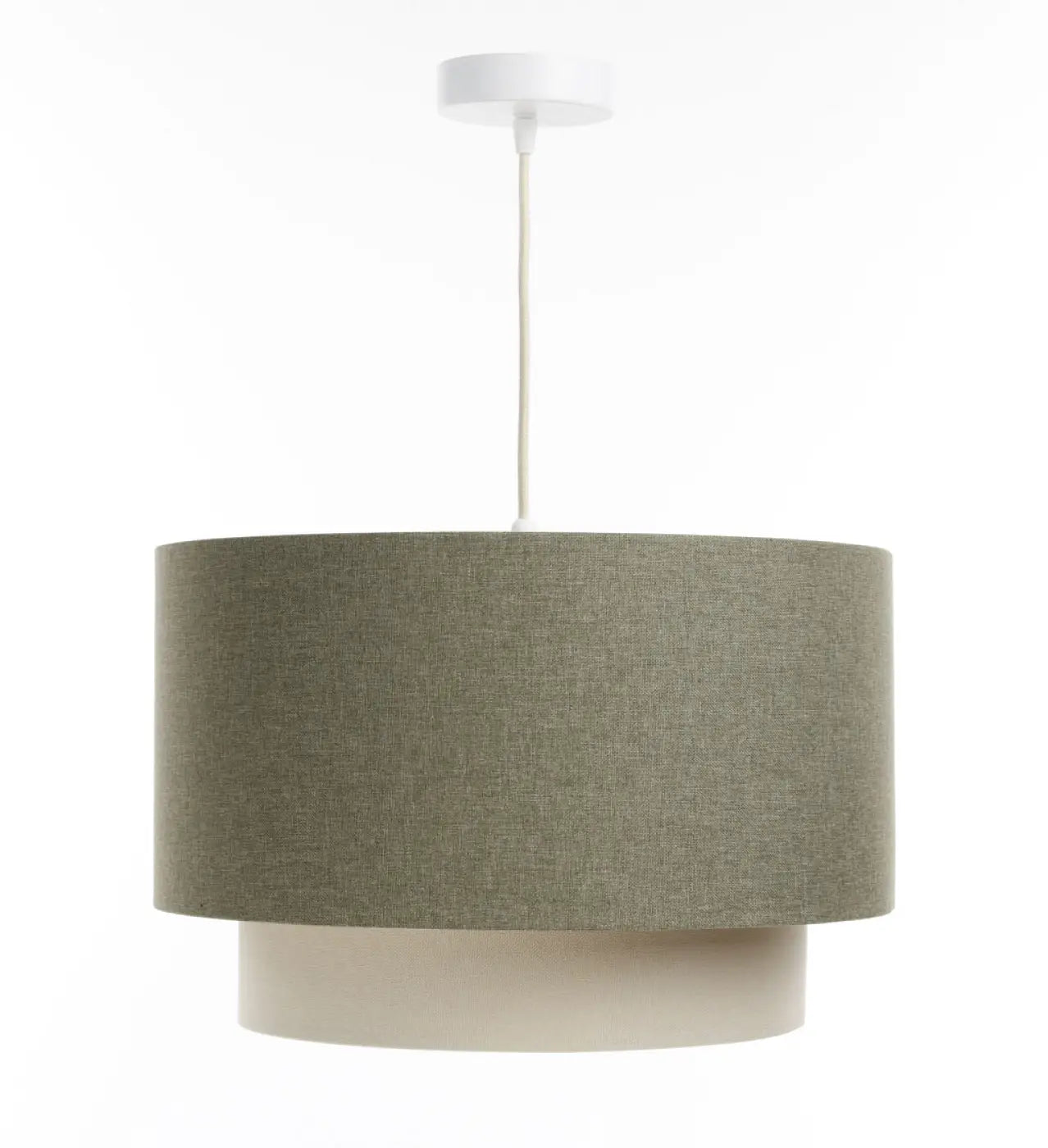 Suspension Luminaire en Tissu - Duo Boho Elegant (Vert Gris/Crème/Ecru)