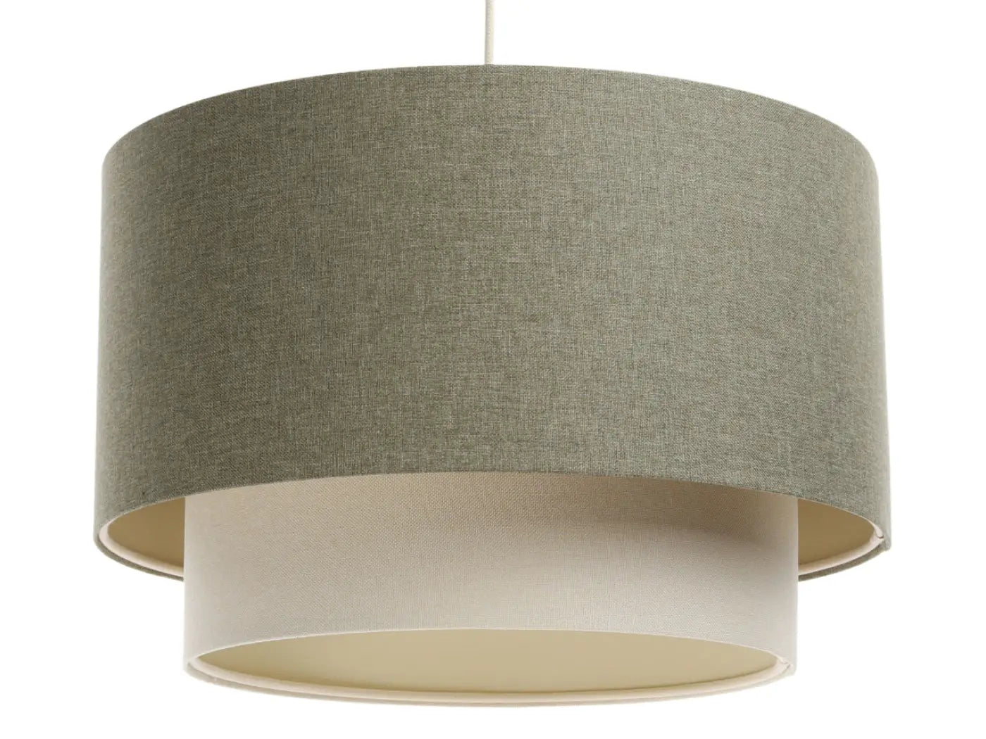 Suspension Luminaire en Tissu - Duo Boho Elegant (Vert Gris/Crème/Ecru)