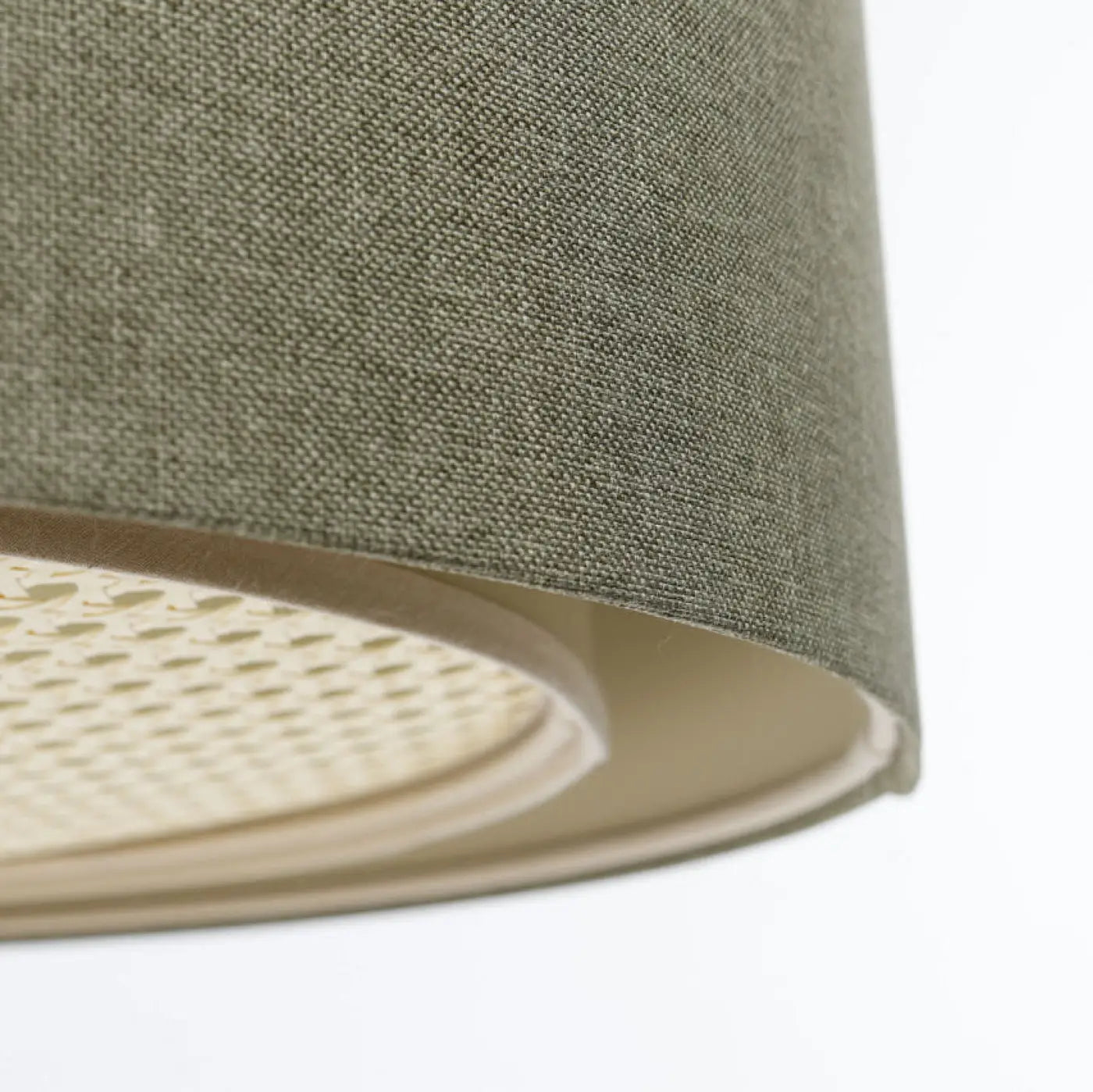 Suspension Luminaire en Tissu - Duo Boho Elegant (Gris Vert/Écru/Crème)