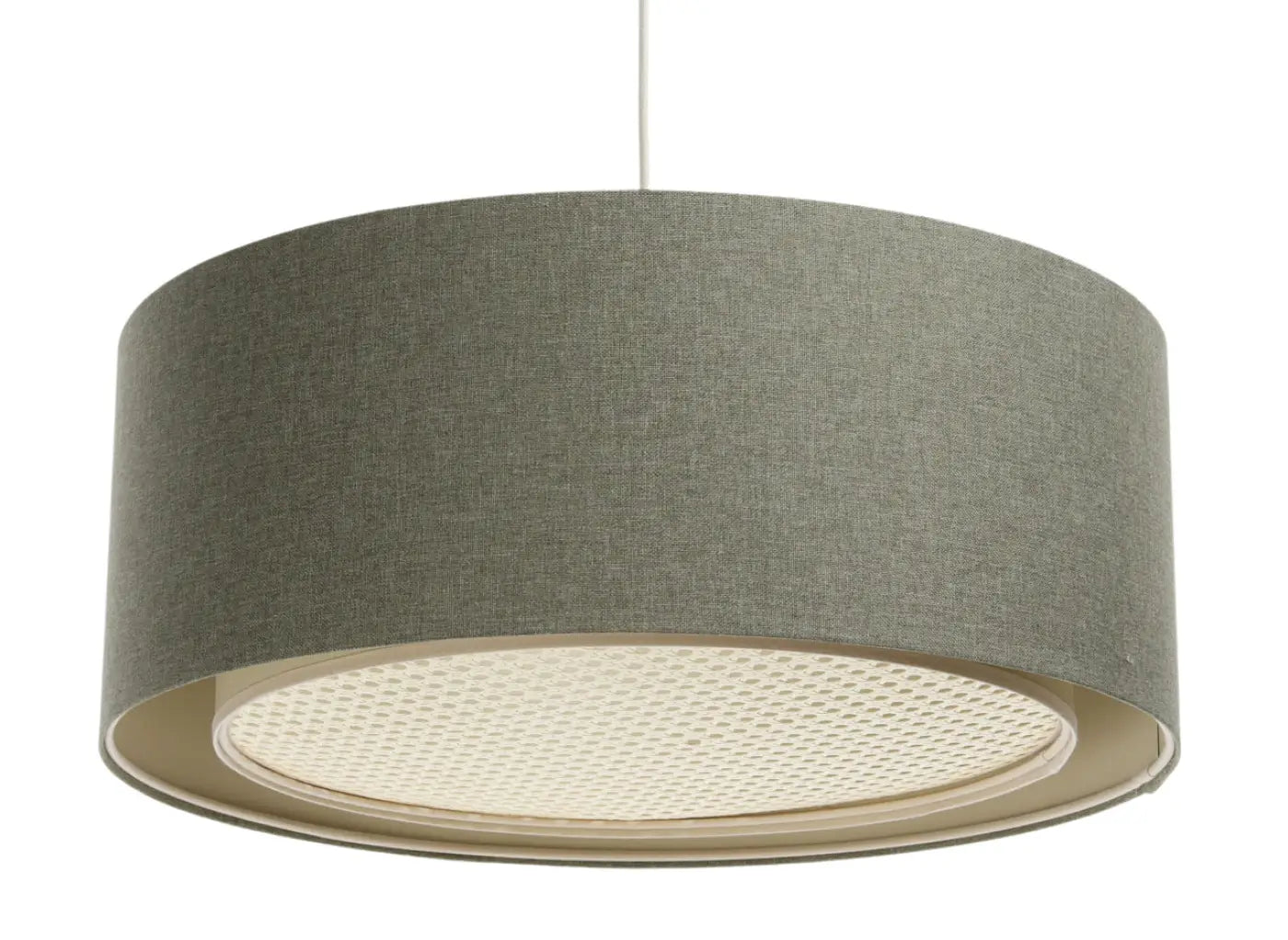 Suspension Luminaire en Tissu - Duo Boho Elegant (Gris Vert/Écru/Crème)