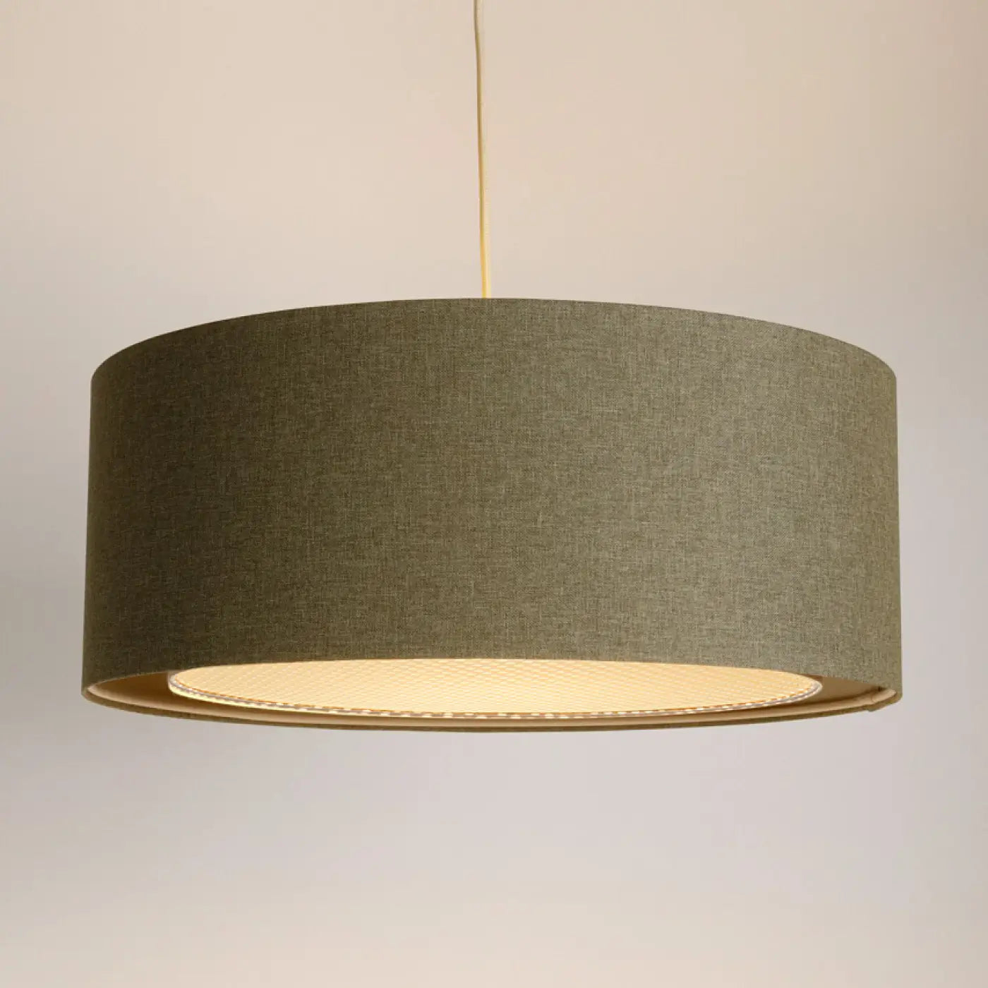Suspension Luminaire en Tissu - Duo Boho Elegant (Gris Vert/Écru/Crème)