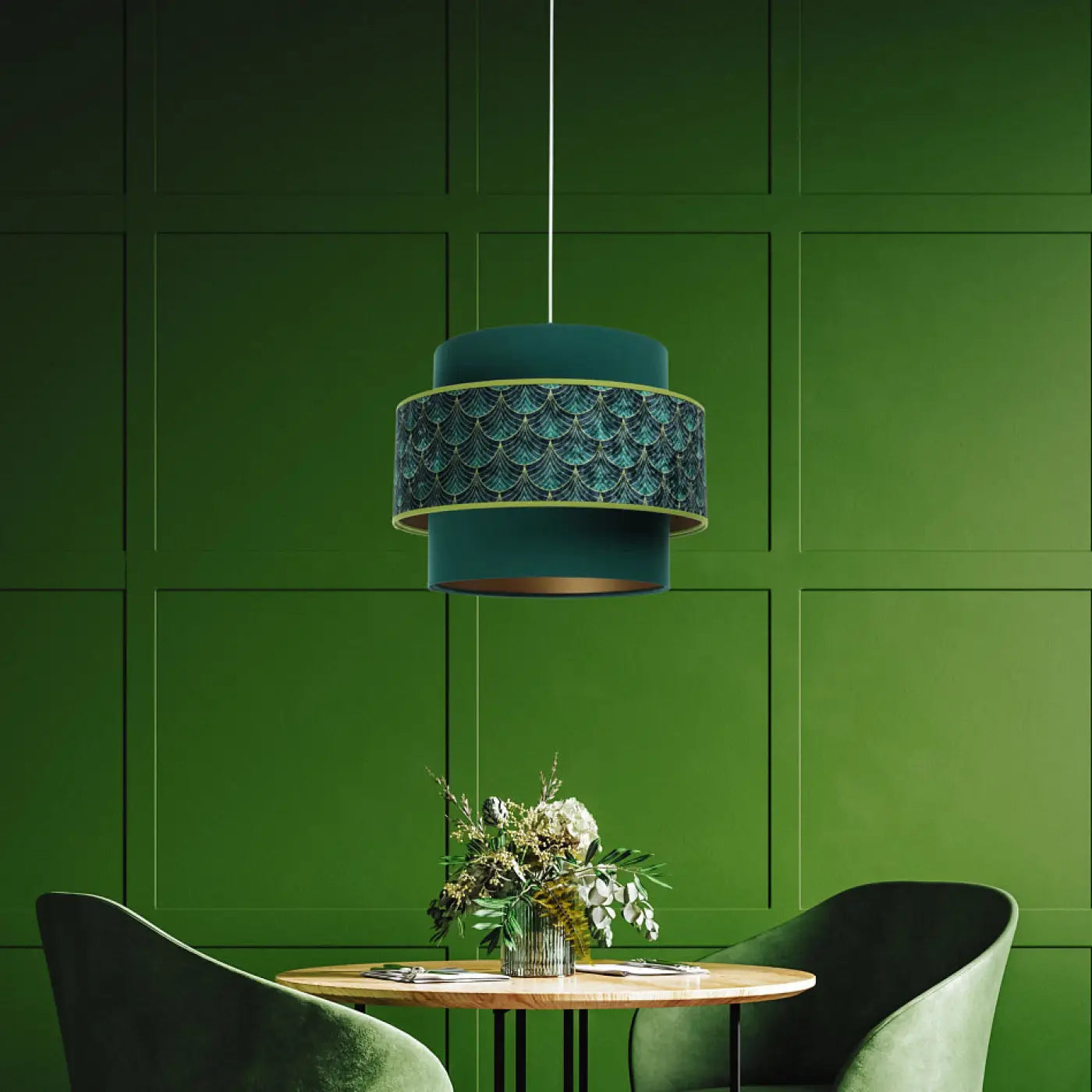 Suspension Luminaire - Doblo (Vert/Doré)