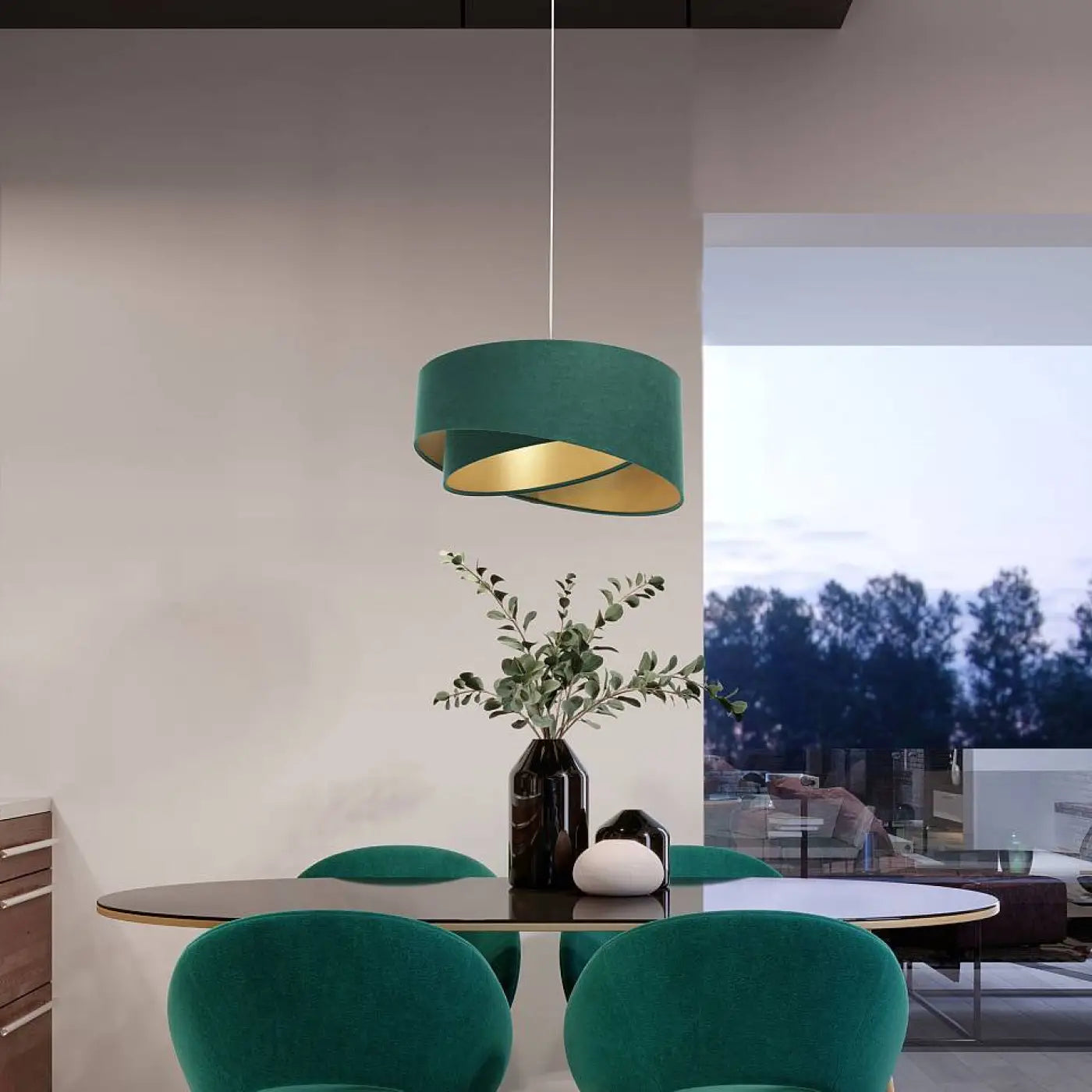 Suspension Luminaire Design en Tissu - Galaxy Auric (Vert)
