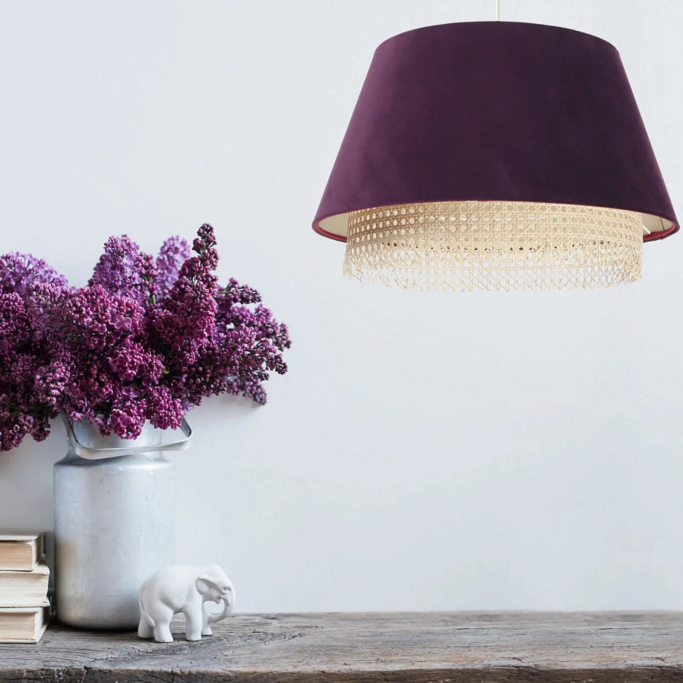 Suspension Luminaire Moderne en Rotin - Sensei Rattan (Violet)