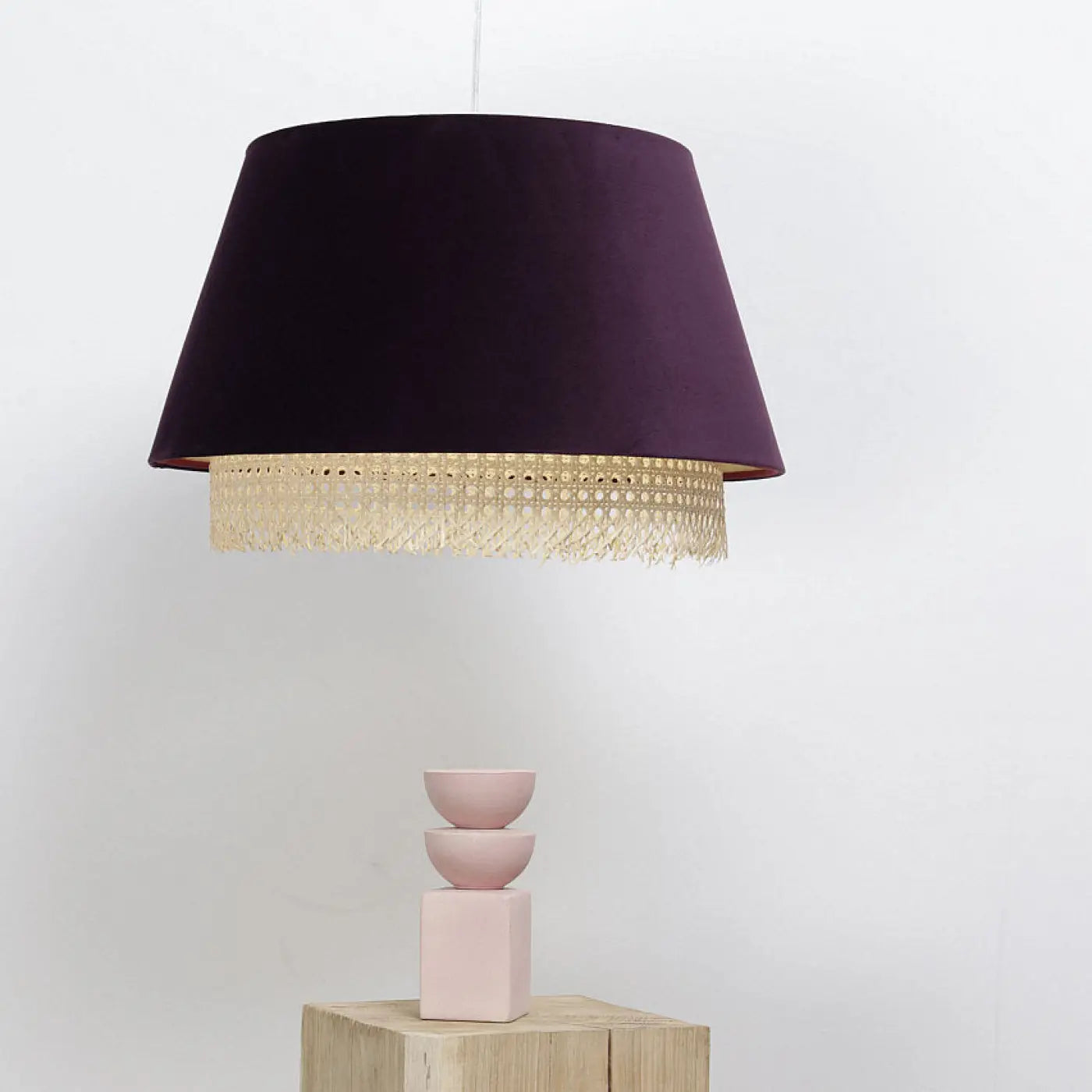 Suspension Luminaire Moderne en Rotin - Sensei Rattan (Violet)