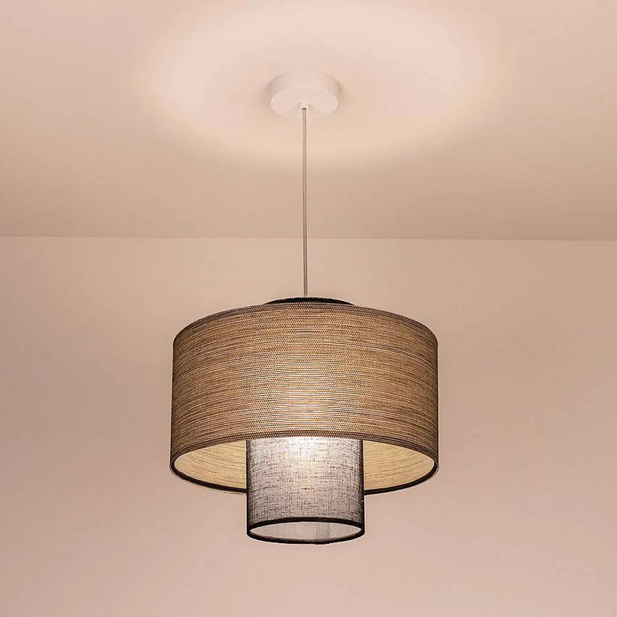 Suspension Luminaire en Tissu - Twin (Noir/Beige)
