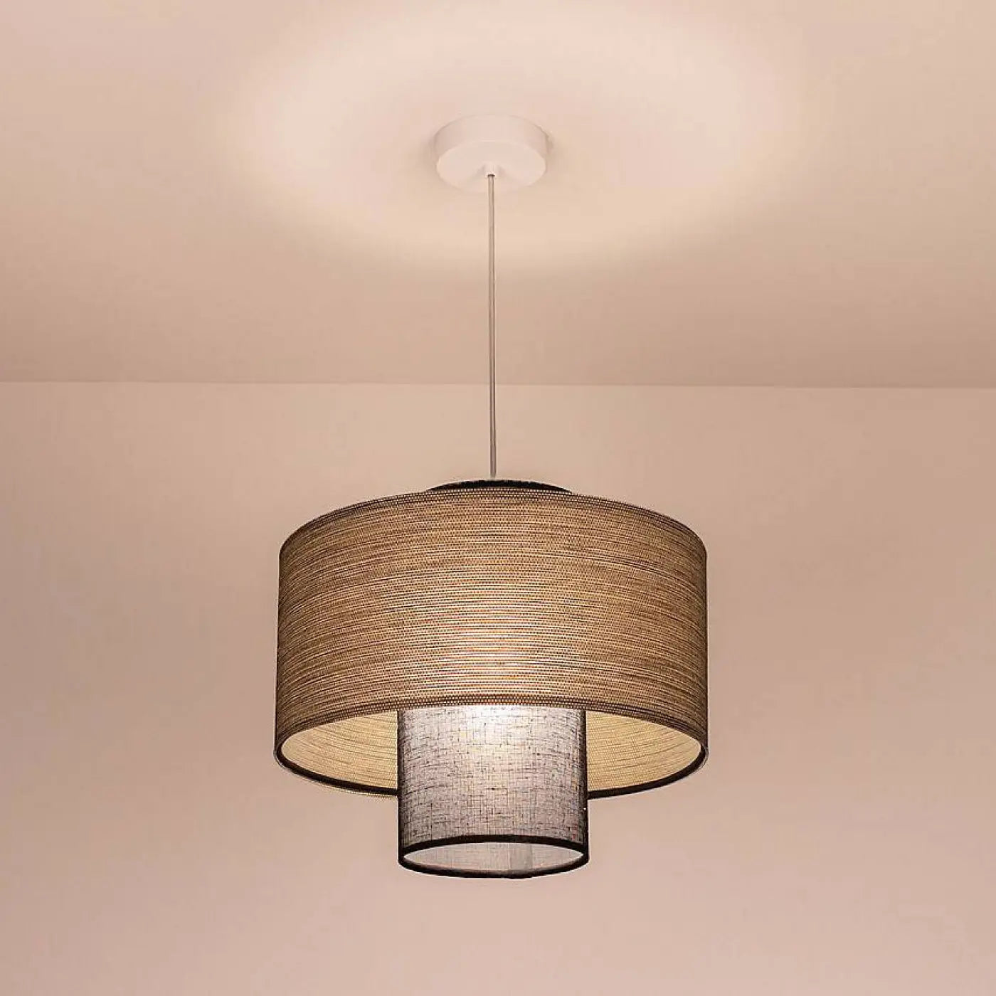 Suspension Luminaire en Tissu - Twin (Noir/Beige)