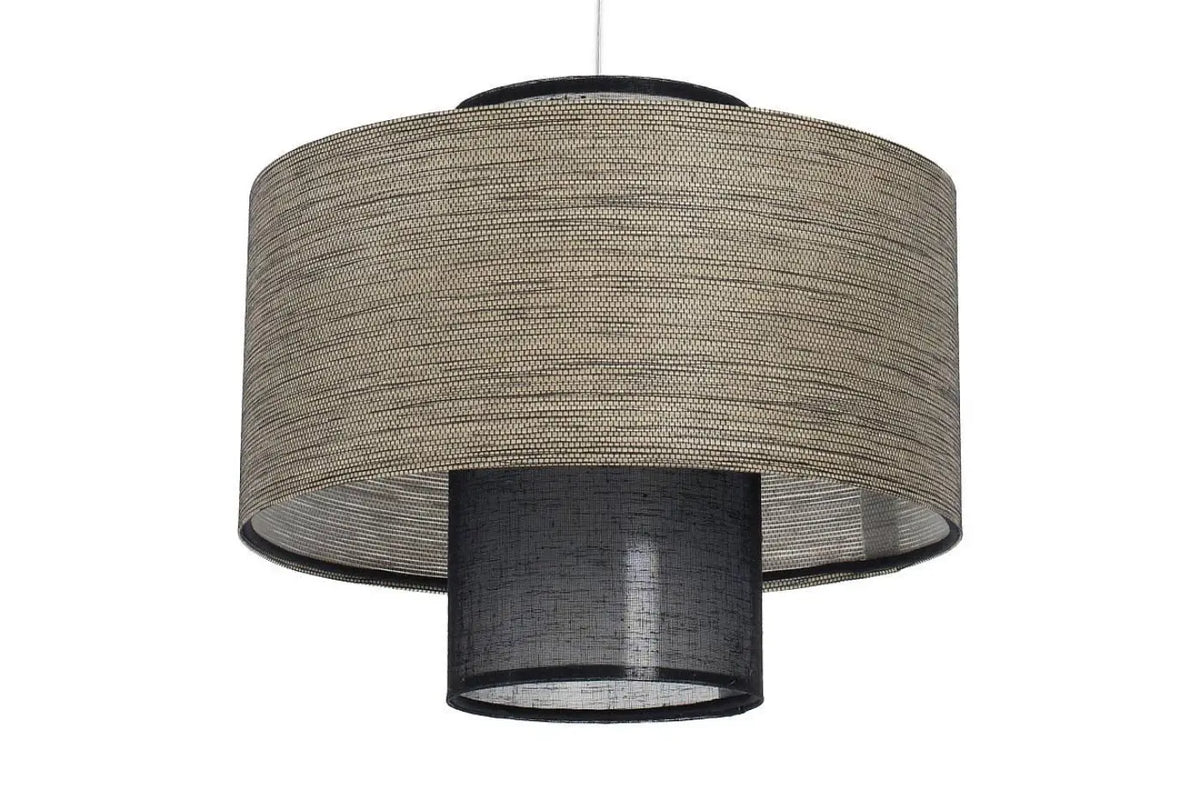 Suspension Luminaire en Tissu - Twin (Noir/Beige)