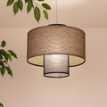 Suspension Luminaire en Tissu - Twin (Noir/Beige)