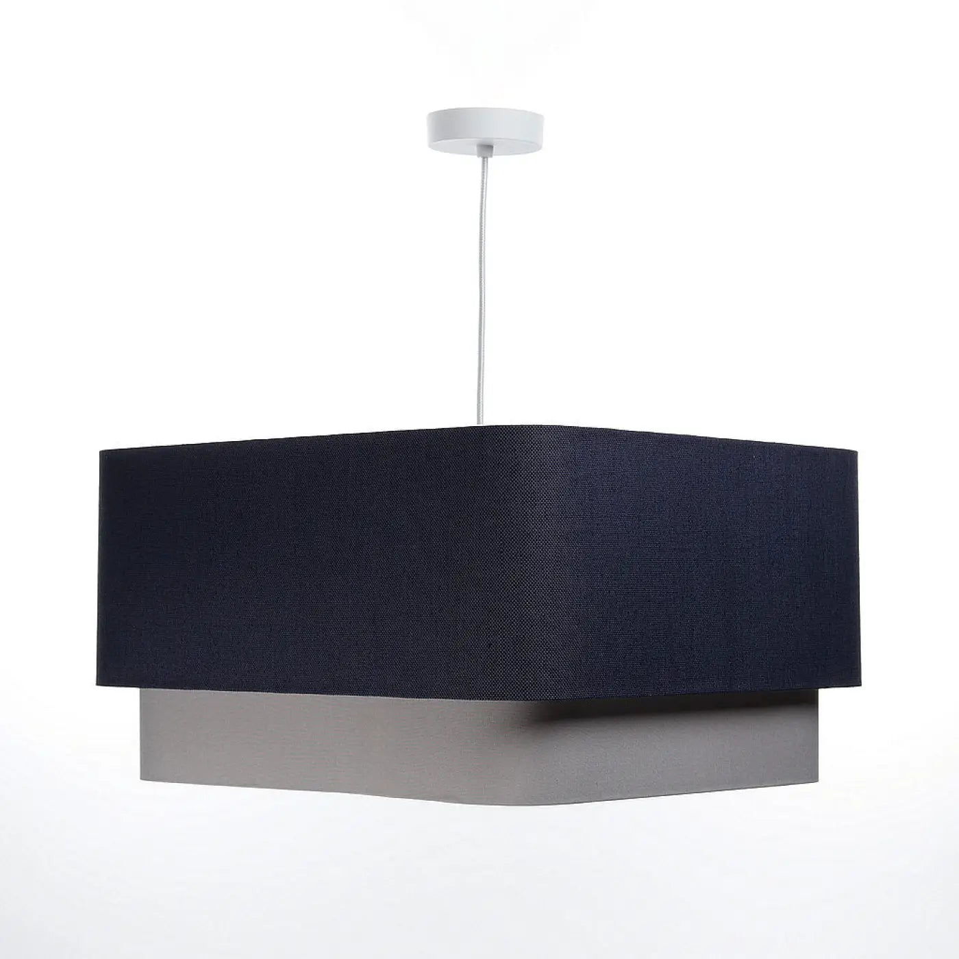 Suspension Luminaire Elegant en Tissu - Kwadro Duo (Bleu Marine)