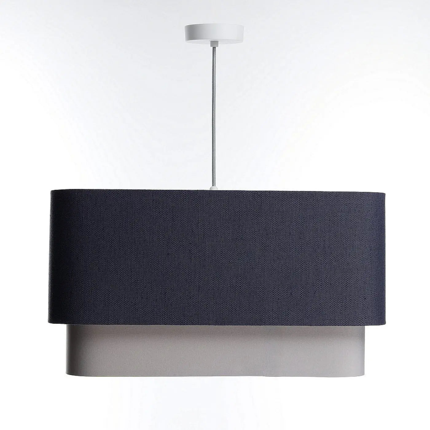 Suspension Luminaire Elegant en Tissu - Kwadro Duo (Bleu Marine)