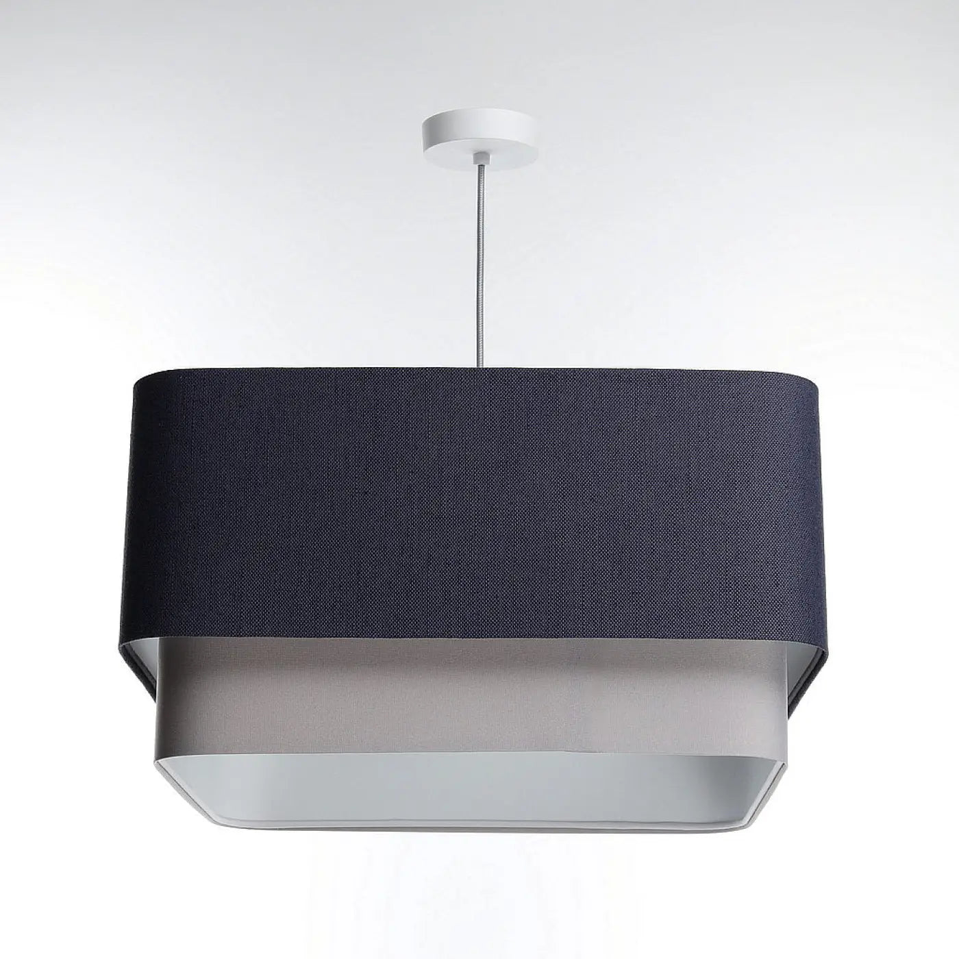 Suspension Luminaire Elegant en Tissu - Kwadro Duo (Bleu Marine)