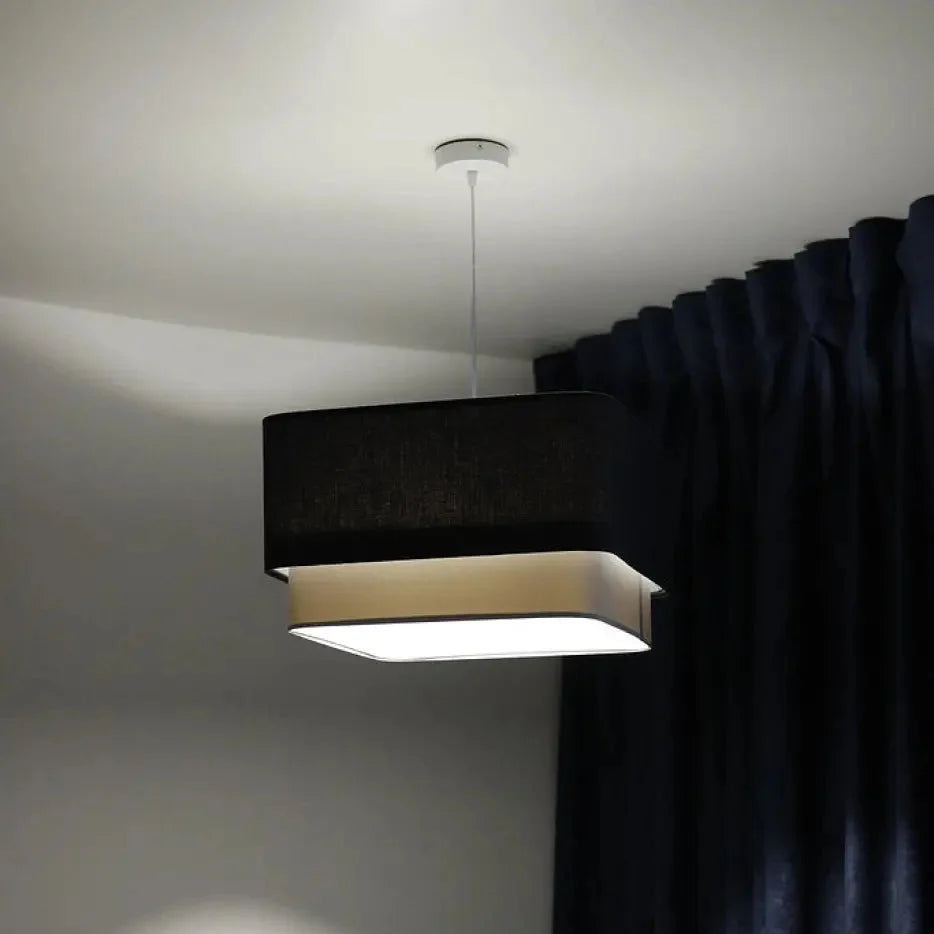 Suspension Luminaire Elegant en Tissu - Kwadro Duo (Bleu Marine)