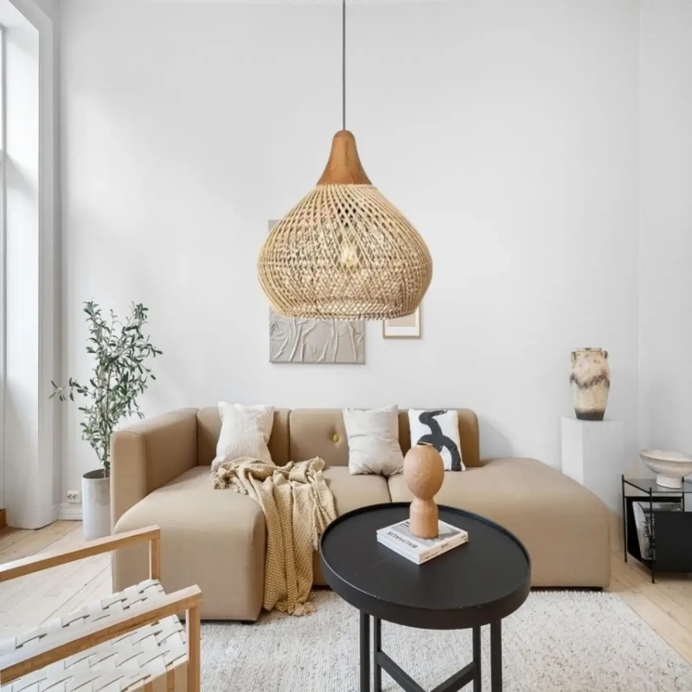 Suspension Luminaire Design en Rotin - Nate