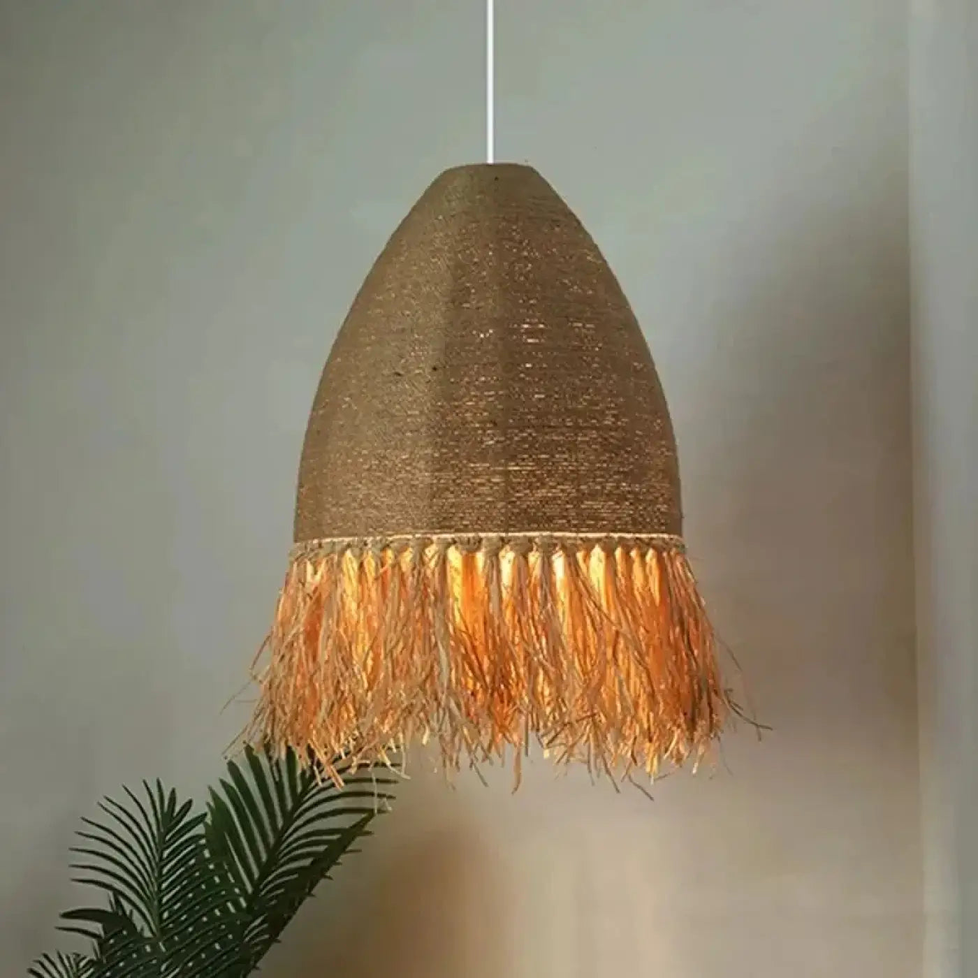 Suspension Luminaire Design en Rotin - Frange