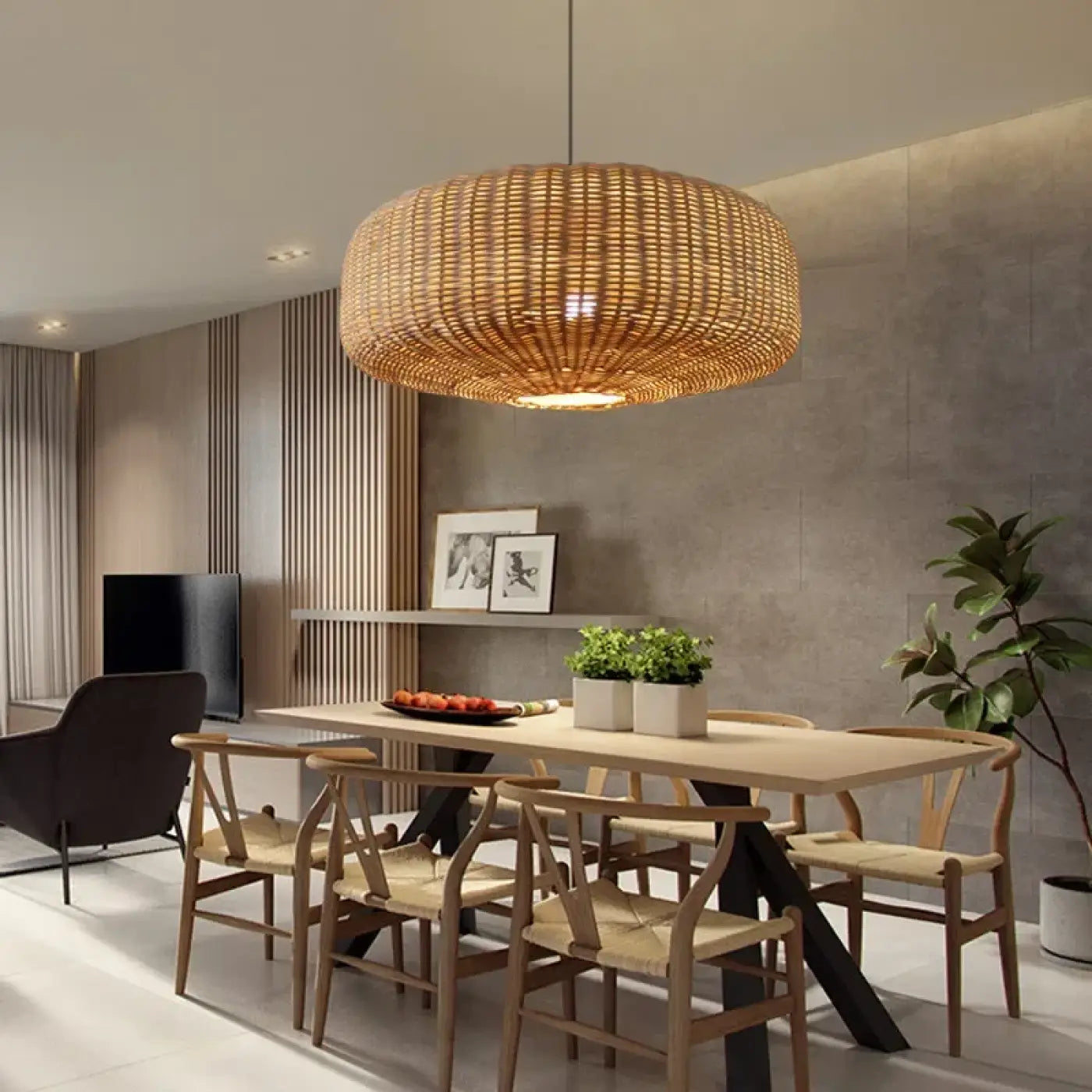 Suspension Luminaire Design en Rotin - Deza