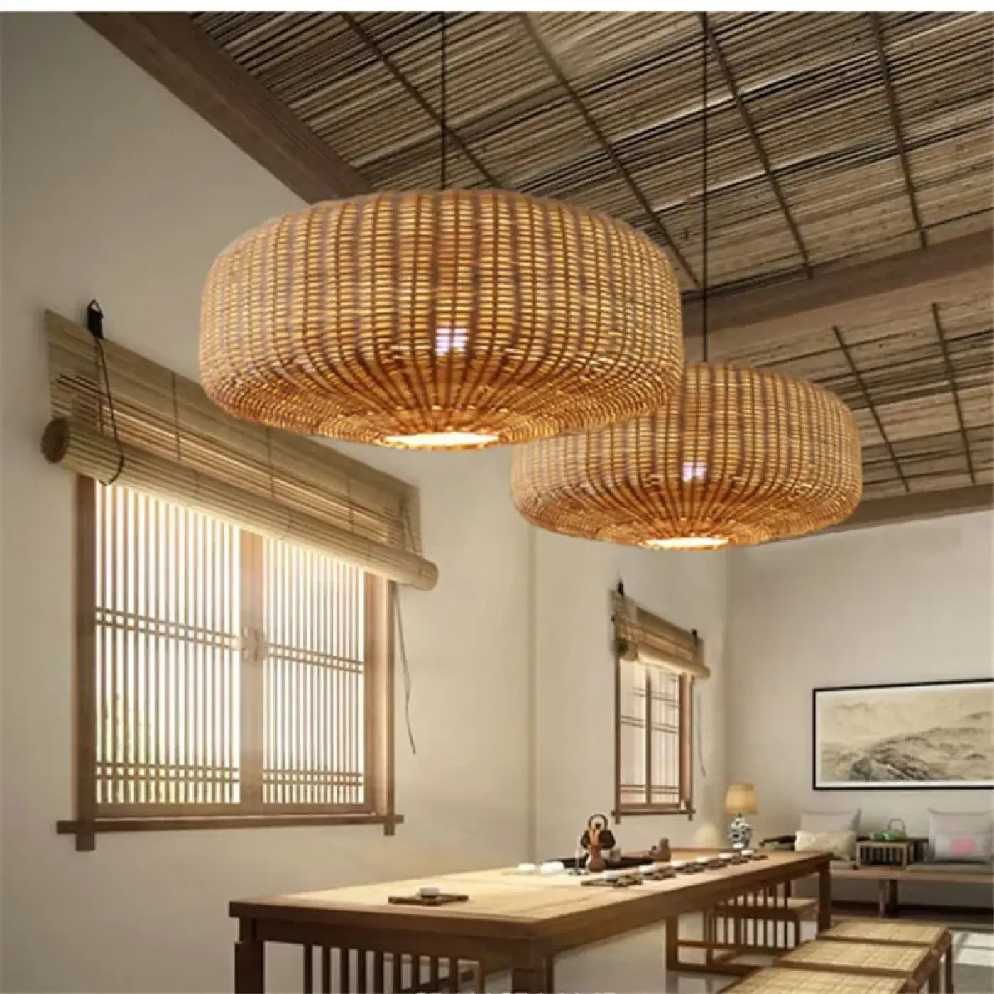 Suspension Luminaire Design en Rotin - Deza