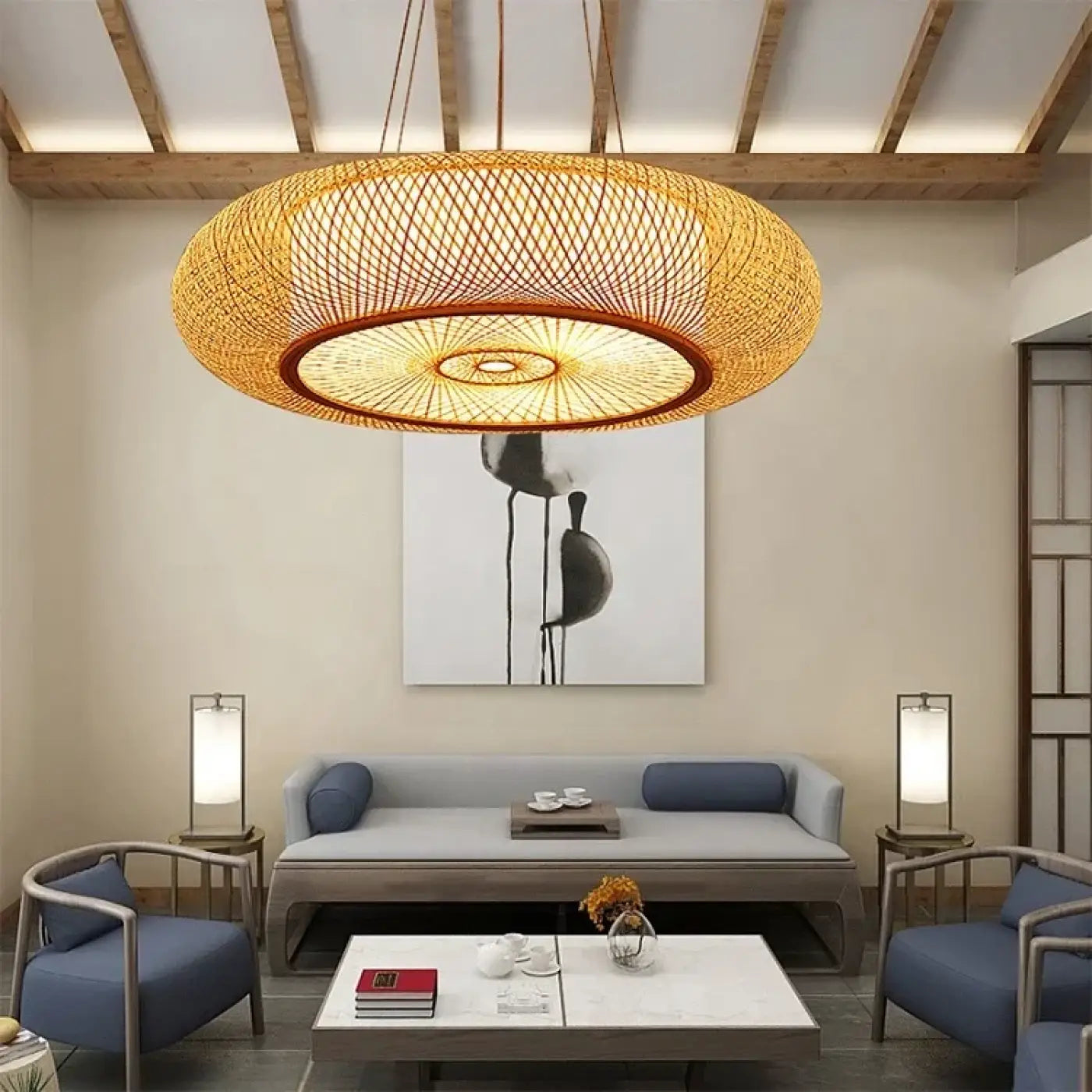 Suspension Luminaire Design en Rotin - Grani