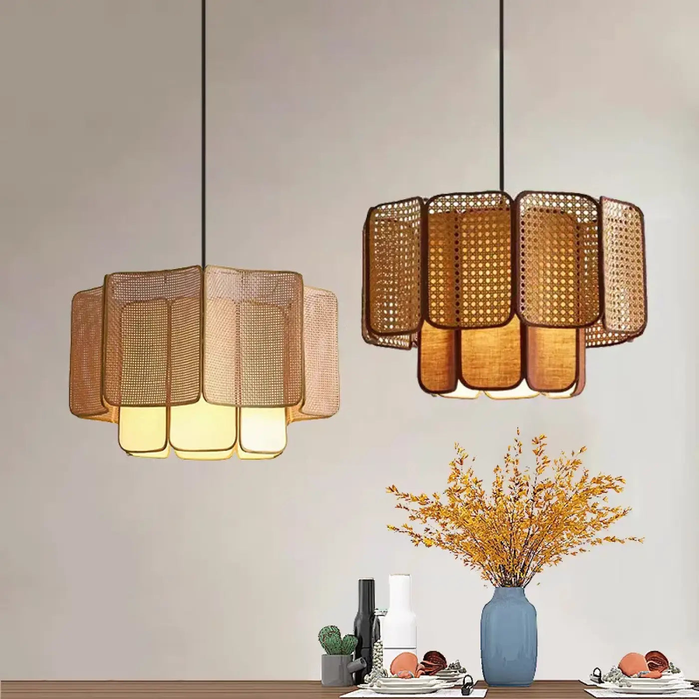 Suspension Luminaire Design en Rotin - Asurio