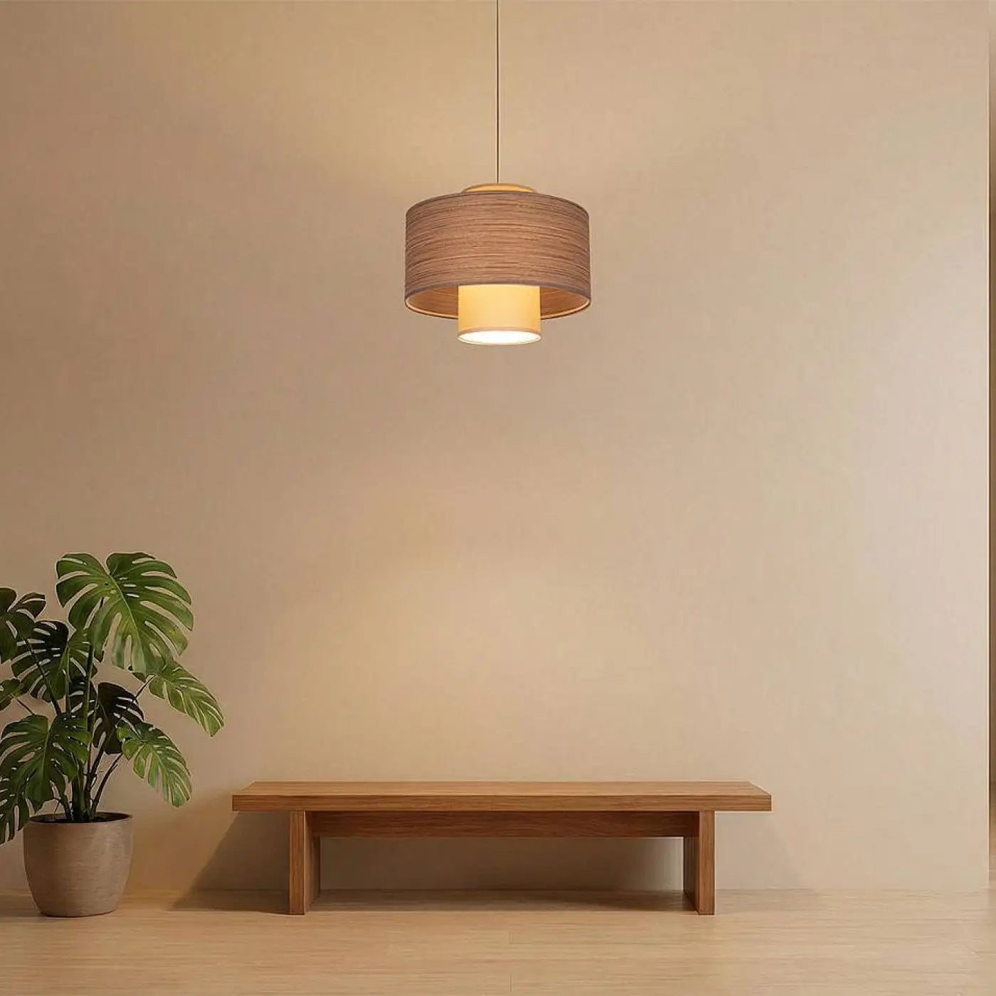 Suspension Luminaire Design - Twin (Beige/Crème)