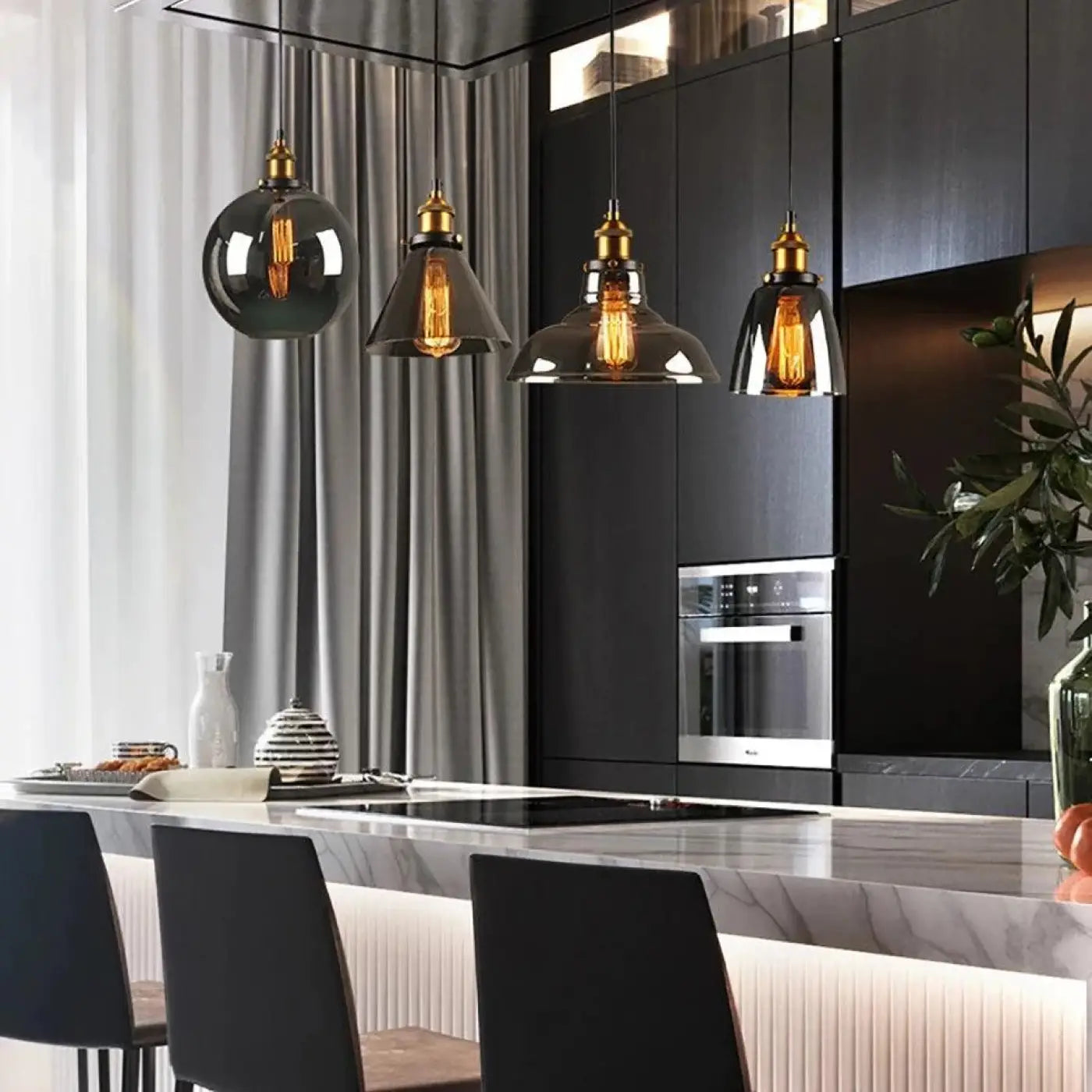 Suspension Luminaire en Verre - Fume